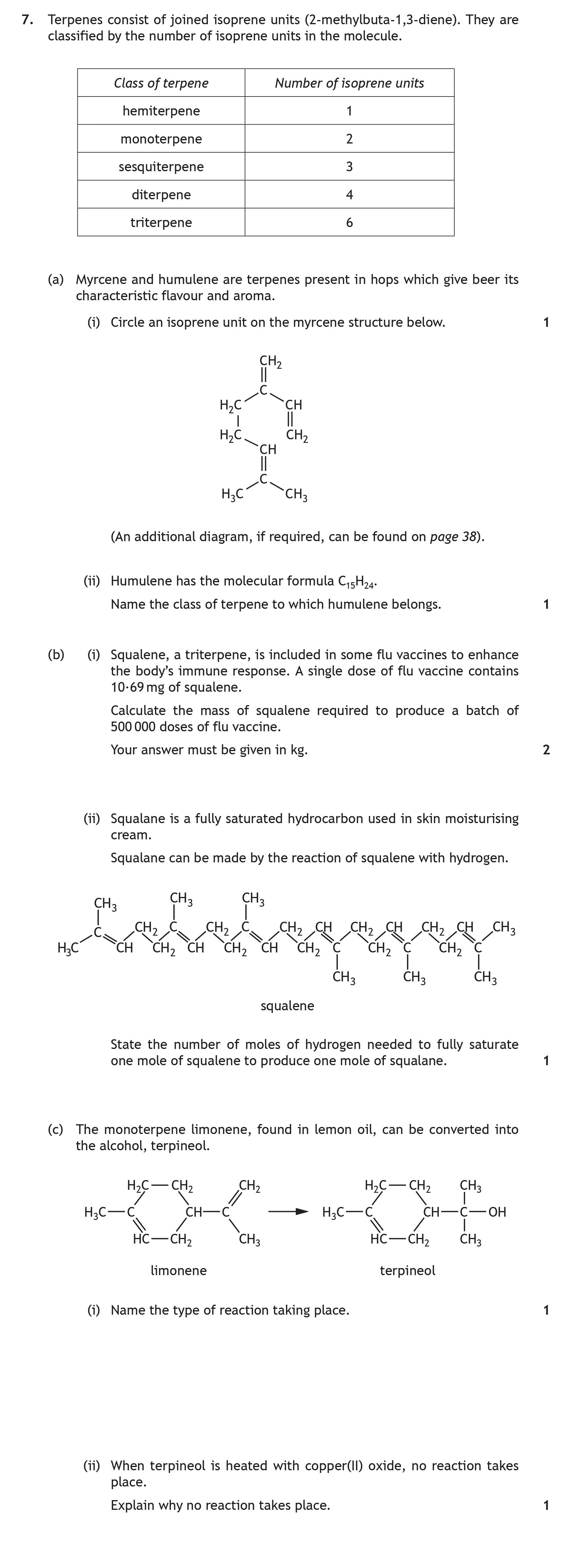7.-Terpenes-consist-of-joined-isoprene-units-(2-methylbuta-1,3-diene)-Scottish Highers Chemistry-Question 7-2018.png
