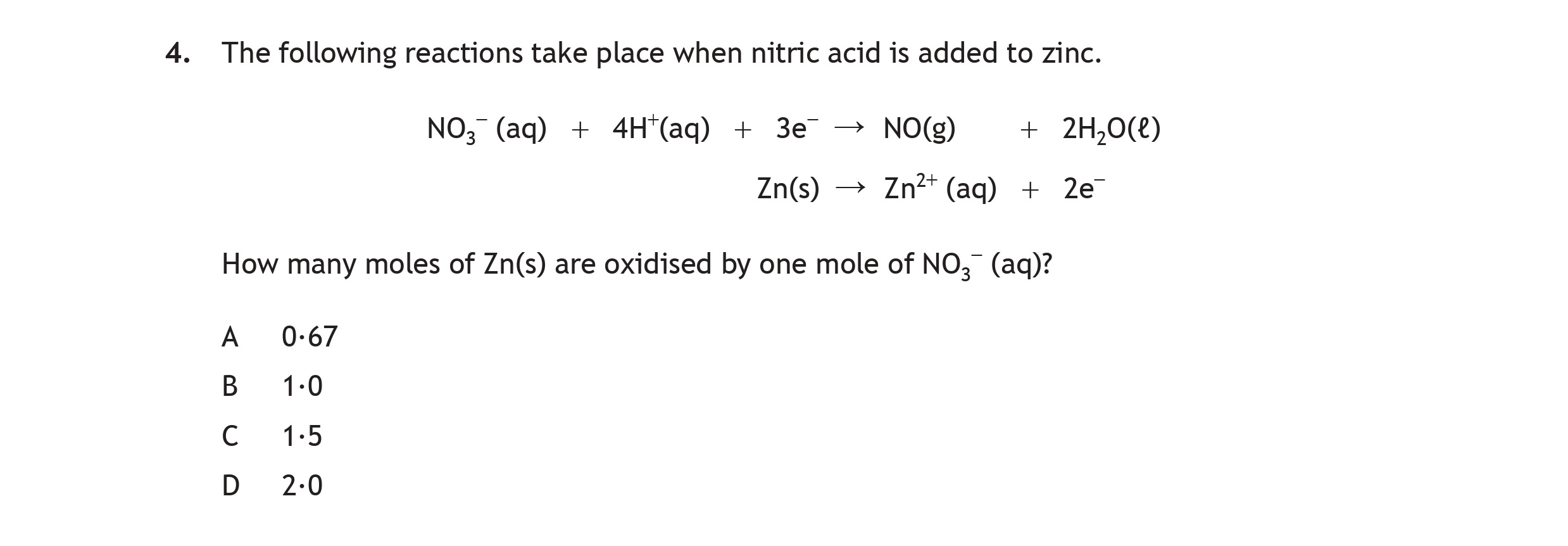 The-following-reactions-take-place-when-nitric-acid-is-added-to-zinc-Scottish Highers Chemistry-Question 4-2019.png