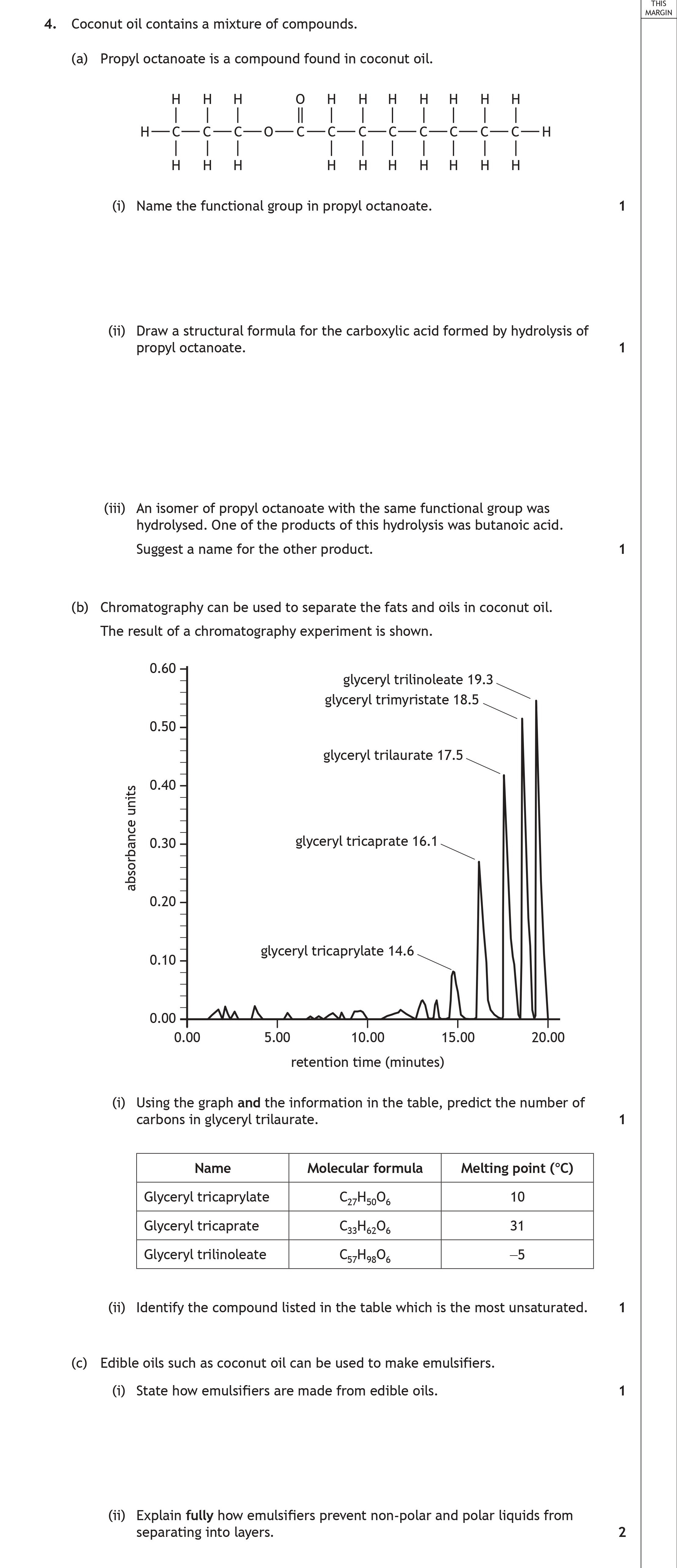 Coconut-oil-contains-a-mixture-of-compounds-Scottish Highers Chemistry-Question 4-2022.png