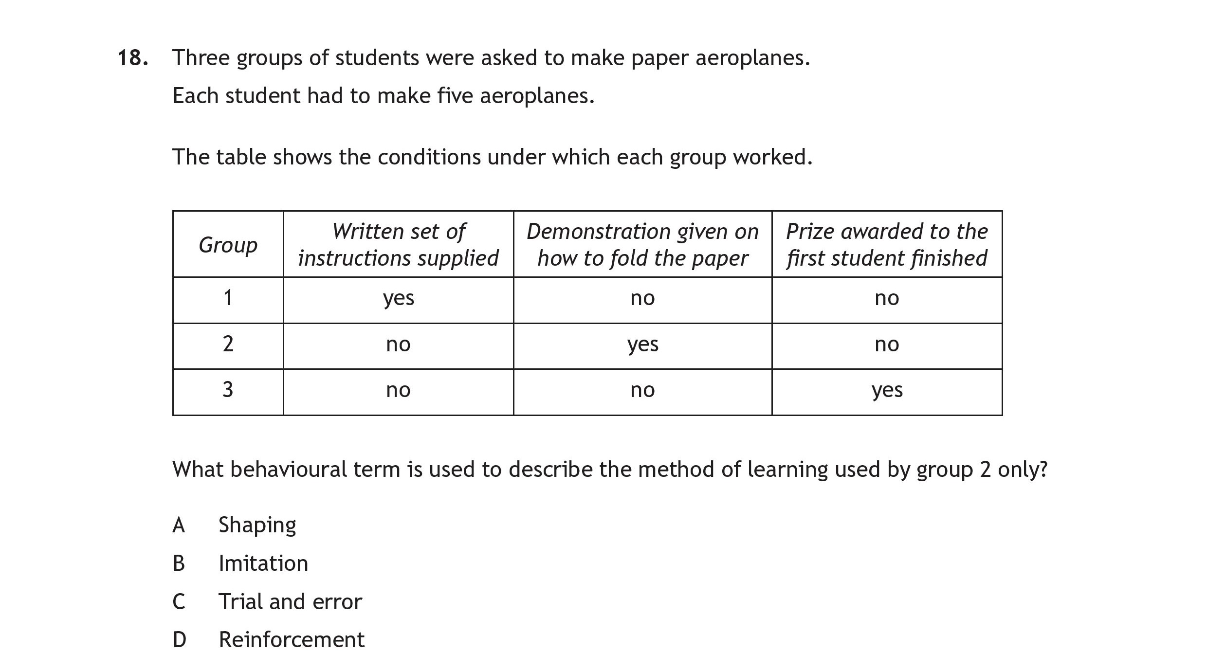 Three-groups-of-students-were-asked-to-make-paper-aeroplanes-Scottish Highers Human Biology-Question 18-2017.png