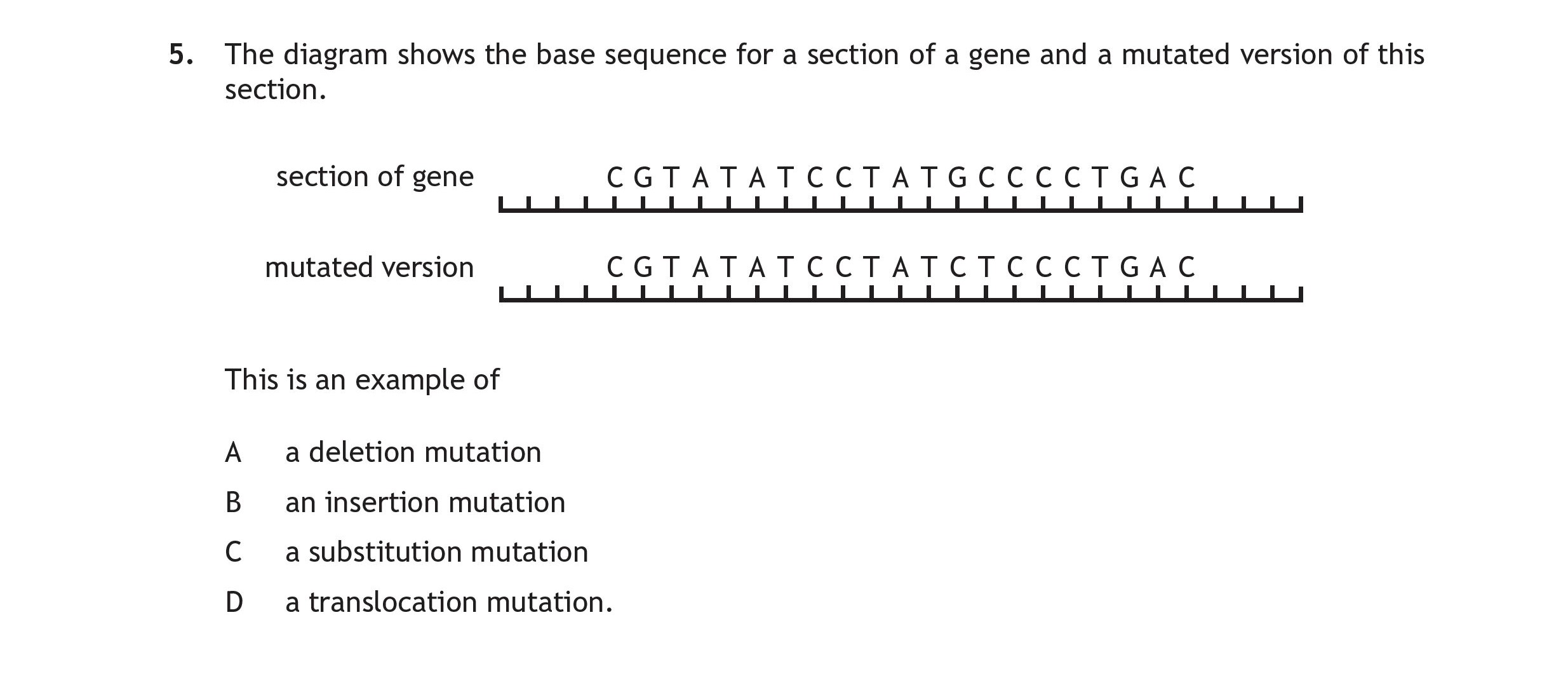 The-diagram-shows-the-base-sequence-for-a-section-of-a-gene-and-a-mutated-version-of-this-section-Scottish Highers Human Biology-Question 5.-2019.png