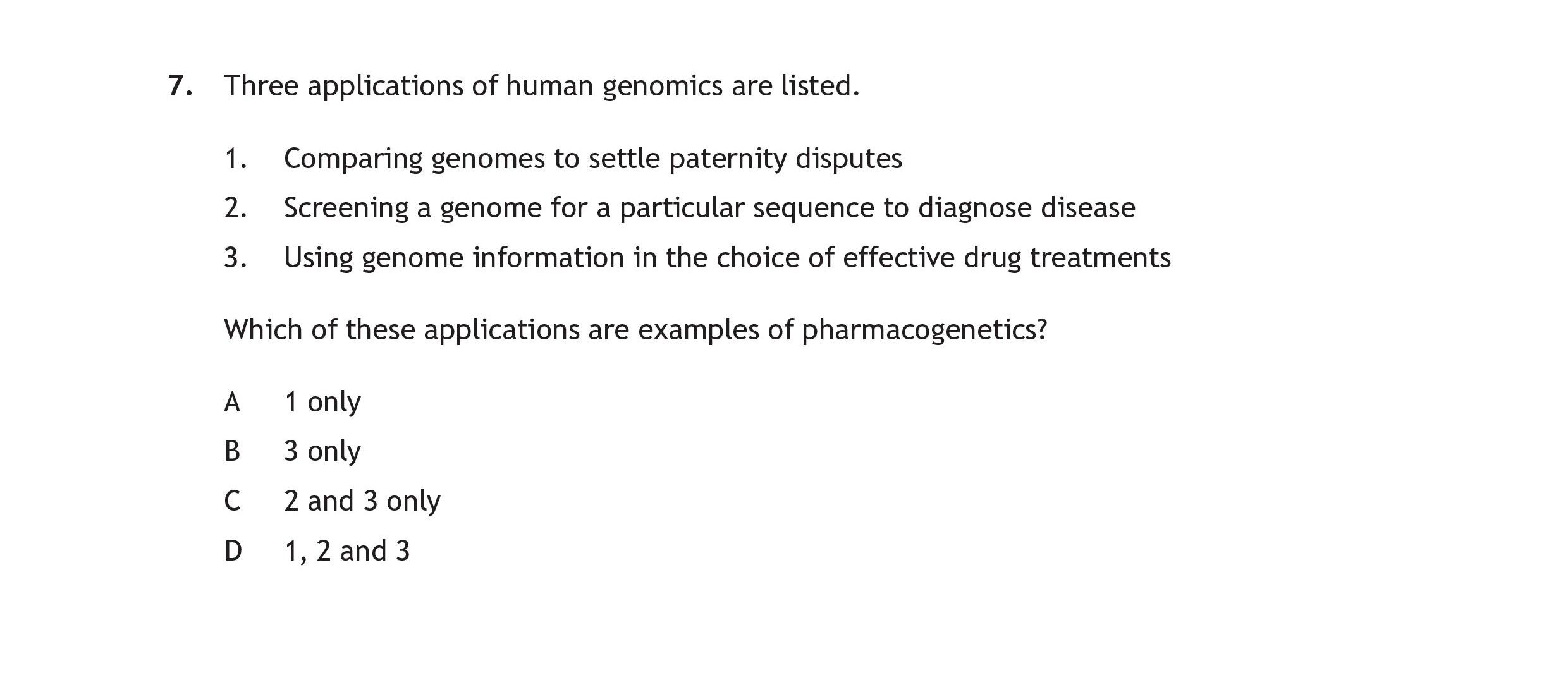 Three-applications-of-human-genomics-are-listed-Scottish Highers Human Biology-Question 7-2019.png