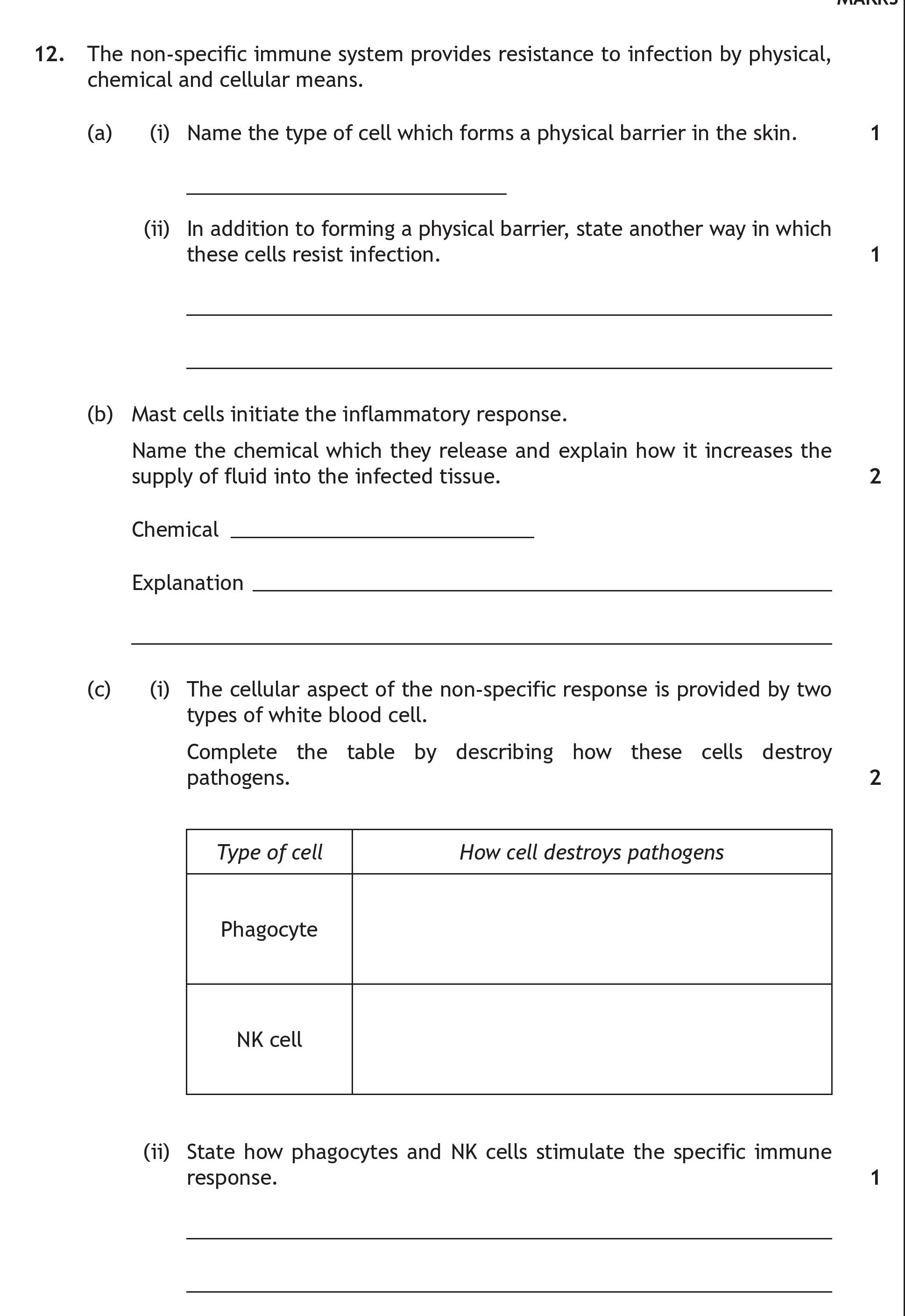 The-non-specific-immune-system-provides-resistance-to-infection-by-physical,-chemical-and-cellular-means-Scottish Highers Human Biology-Question 12-2018.png