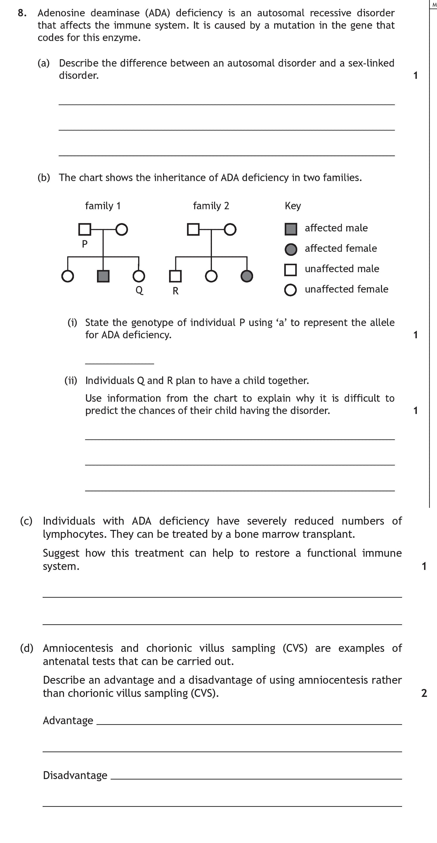 Adenosine-deaminase-(ADA)-deficiency-is-an-autosomal-recessive-disorder-that-affects-the-immune-system-Scottish Highers Human Biology-Question 8-2019.png