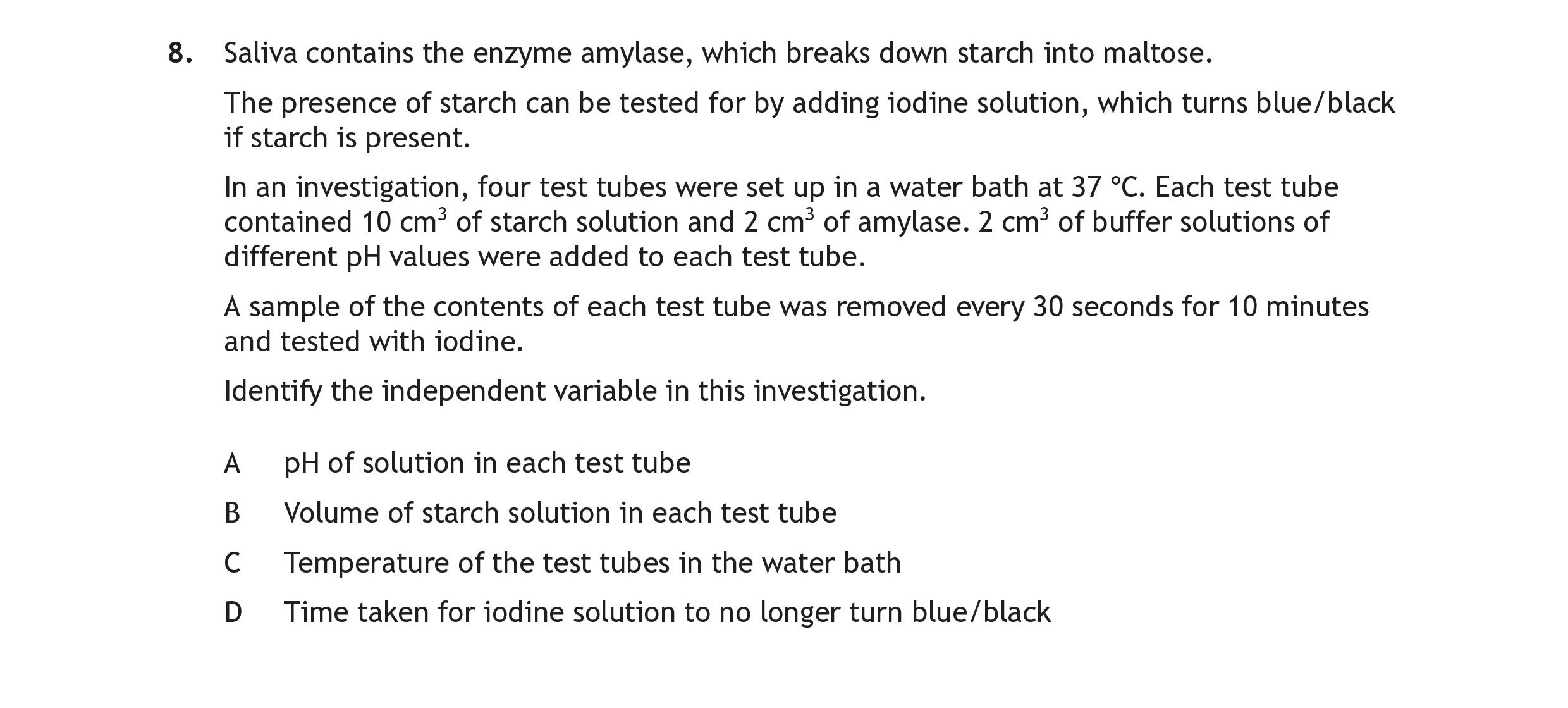 Saliva-contains-the-enzyme-amylase,-which-breaks-down-starch-into-maltose-Scottish Highers Human Biology-Question 8-2022.png