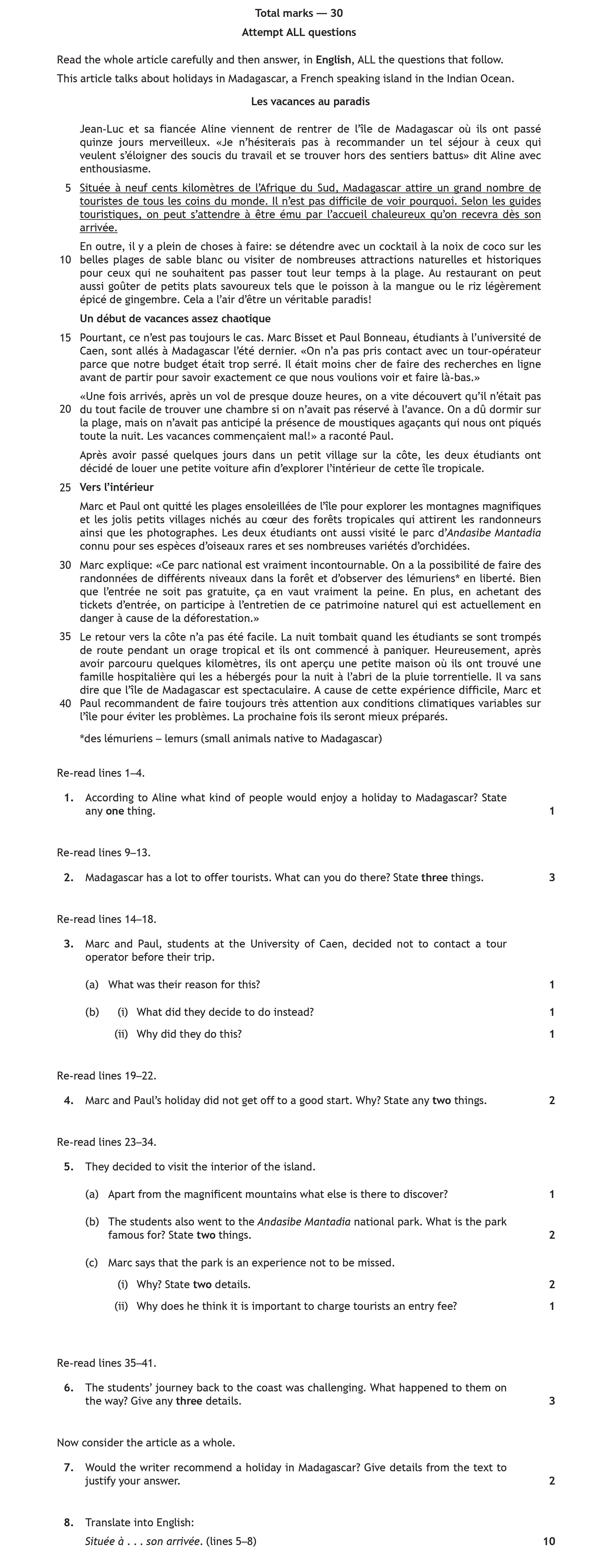 Marc-and-Paul's-holiday-did-not-get-off-to-a-good-start-Scottish Highers French-Question 6-2018.png