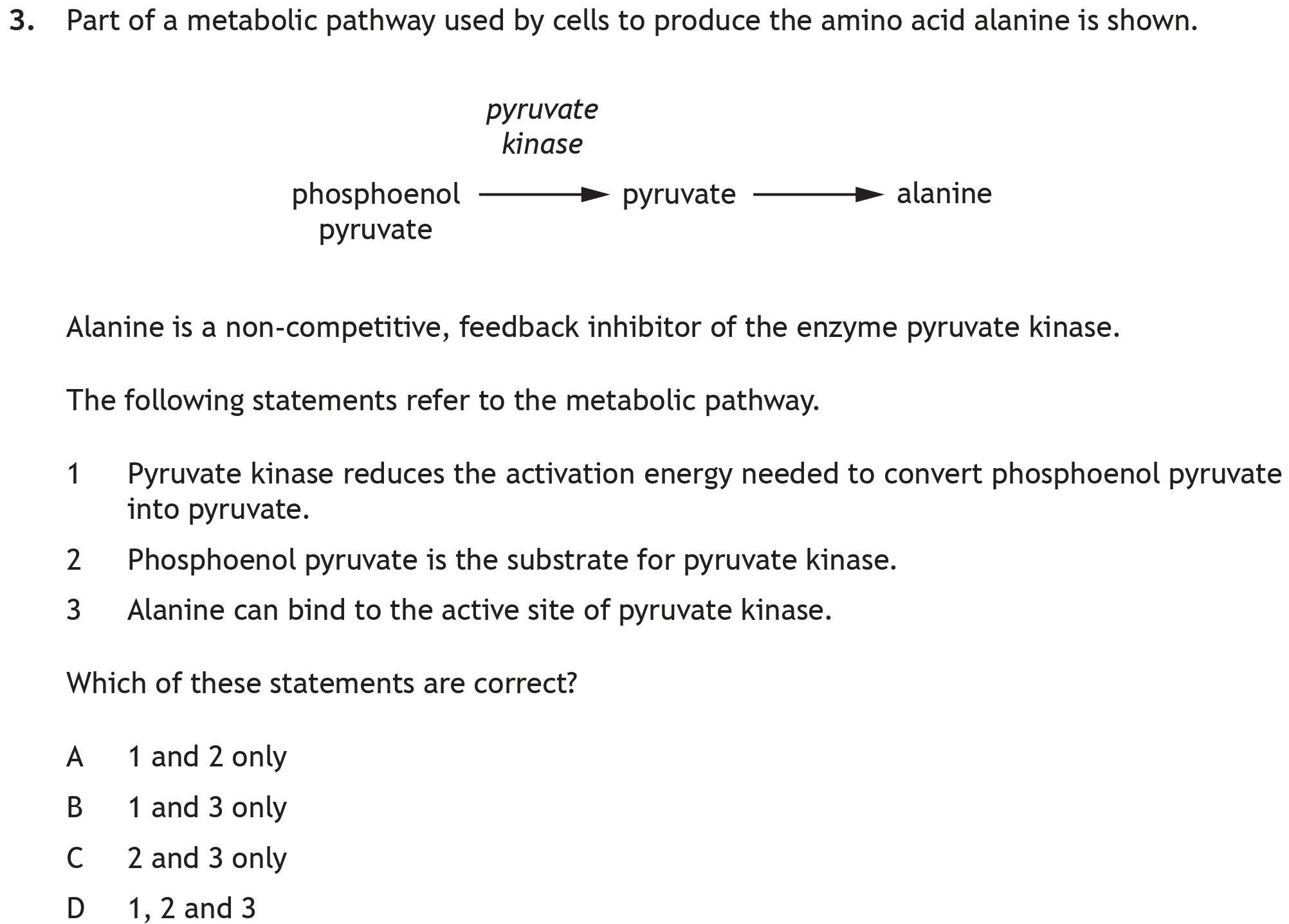 Part-of-a-metabolic-pathway-used-by-cells-to-produce-the-amino-acid-alanine-is-shown-Scottish Highers Biology-Question 3-2018.png