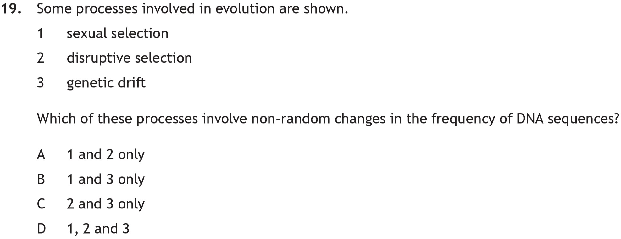 Some-processes-involved-in-evolution-are-shown-Scottish Highers Biology-Question 19-2018.png