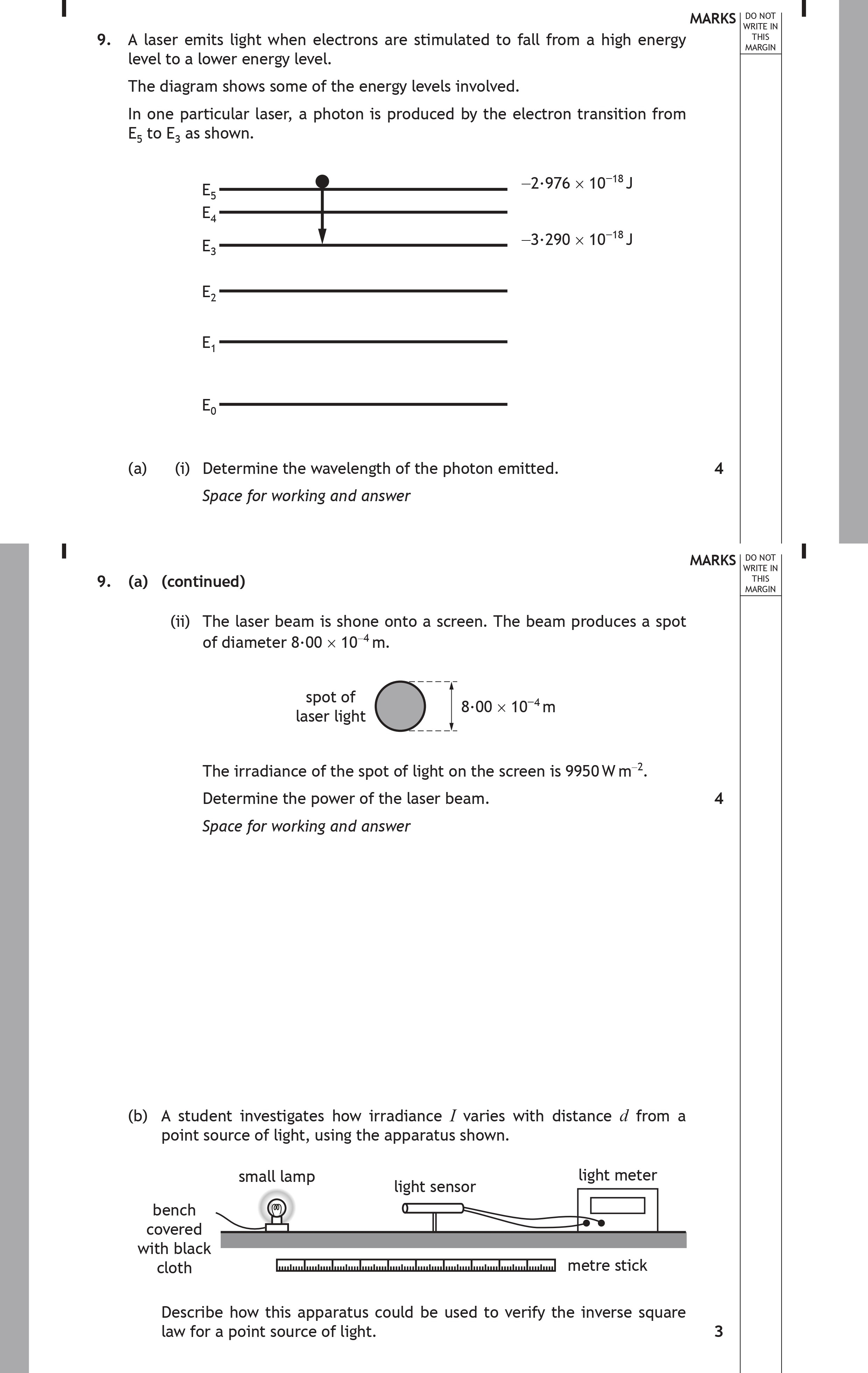 9.-A-laser-emits-light-when-electrons-are-stimulated-to-fall-from-a-high-energy-level-to-a-lower-energy-level-Scottish Highers Physics-Question 9-2019.png