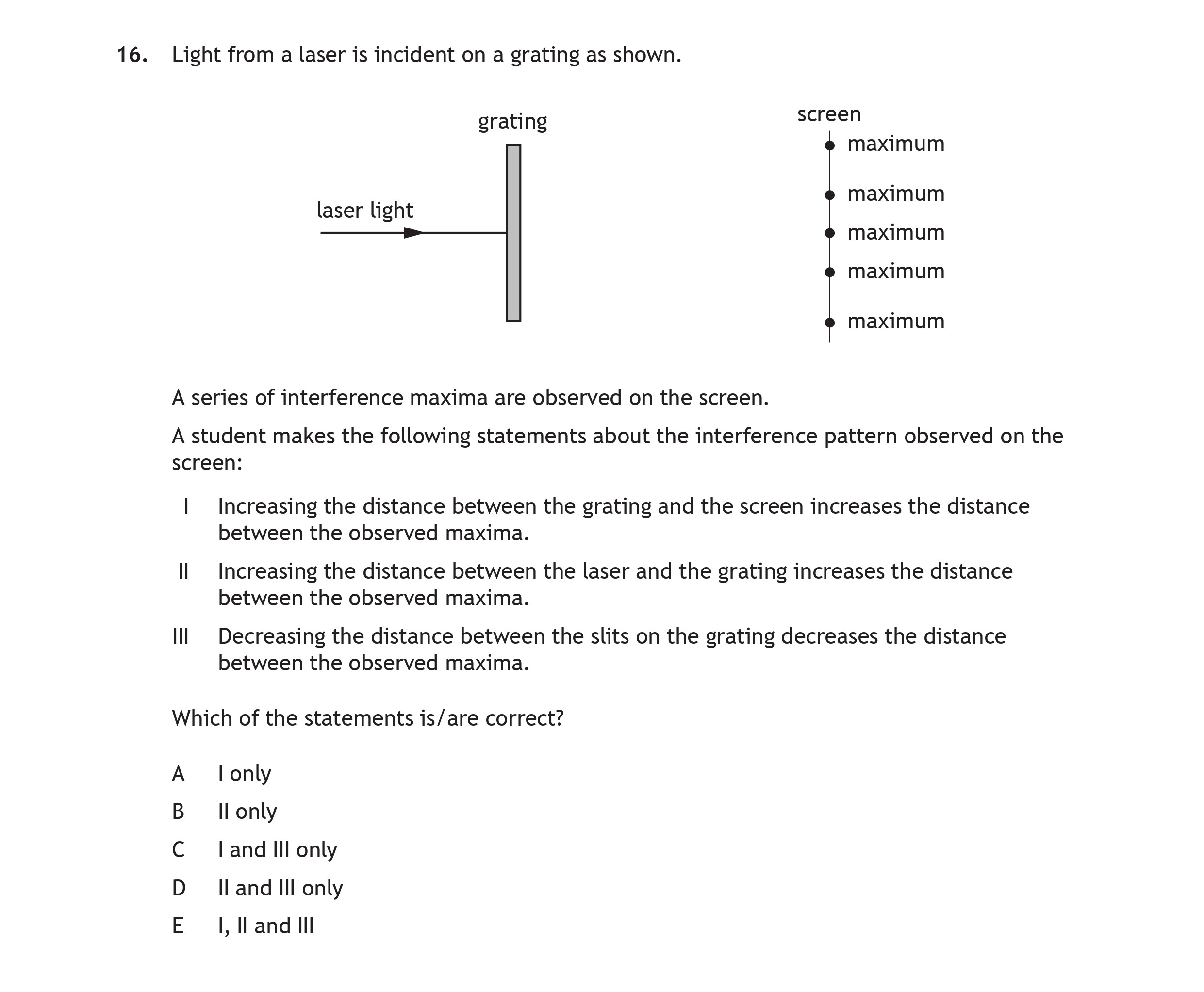 Light-from-a-laser-is-incident-on-a-grating-as-shown-Scottish Highers Physics-Question 16-2022.png