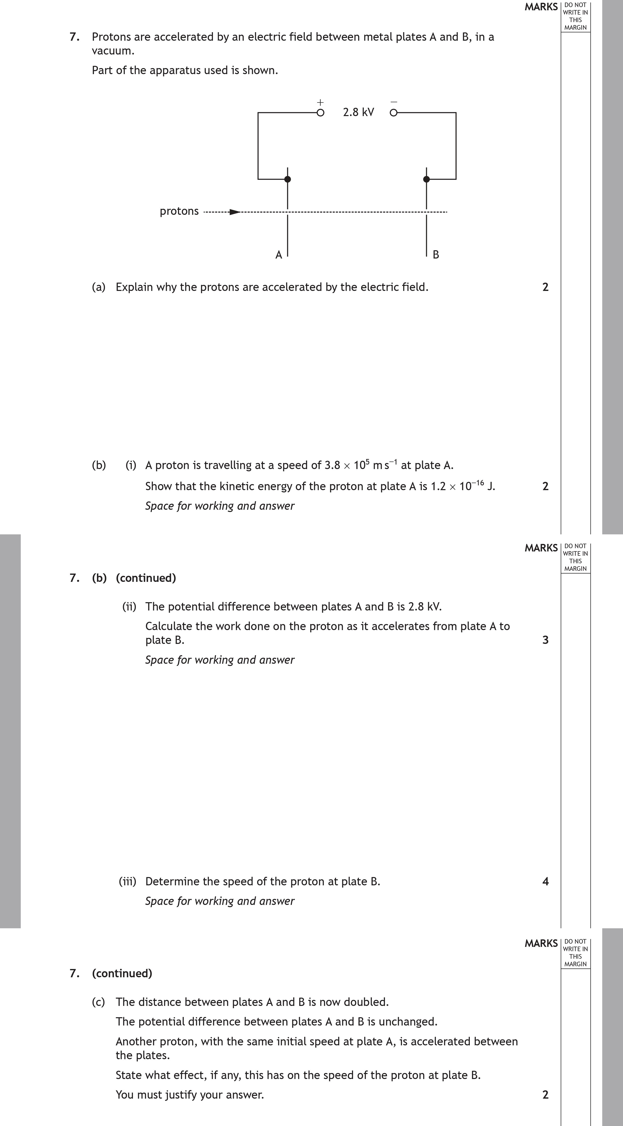 7.-Protons-are-accelerated-by-an-electric-field-between-metal-plates-A-and-B,-in-a-vacuum-Scottish Highers Physics-Question 7-2022.png