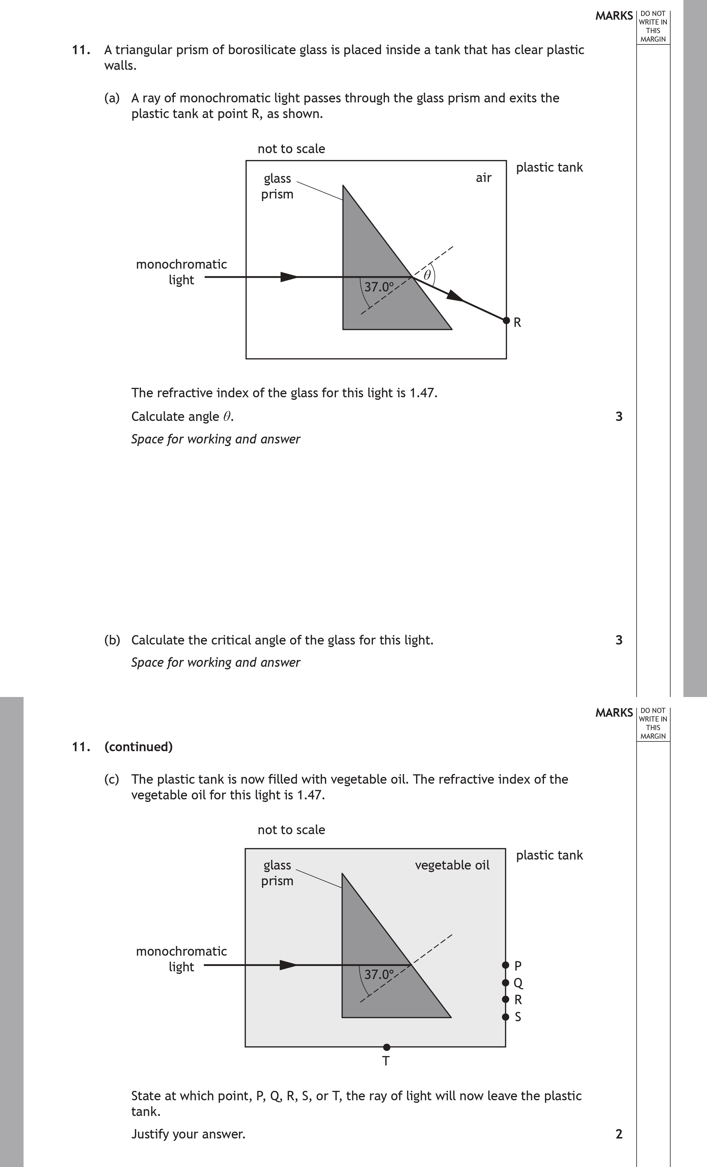 A-triangular-prism-of-borosilicate-glass-is-placed-inside-a-tank-that-has-clear-plastic-walls-Scottish Highers Physics-Question 11-2022.png