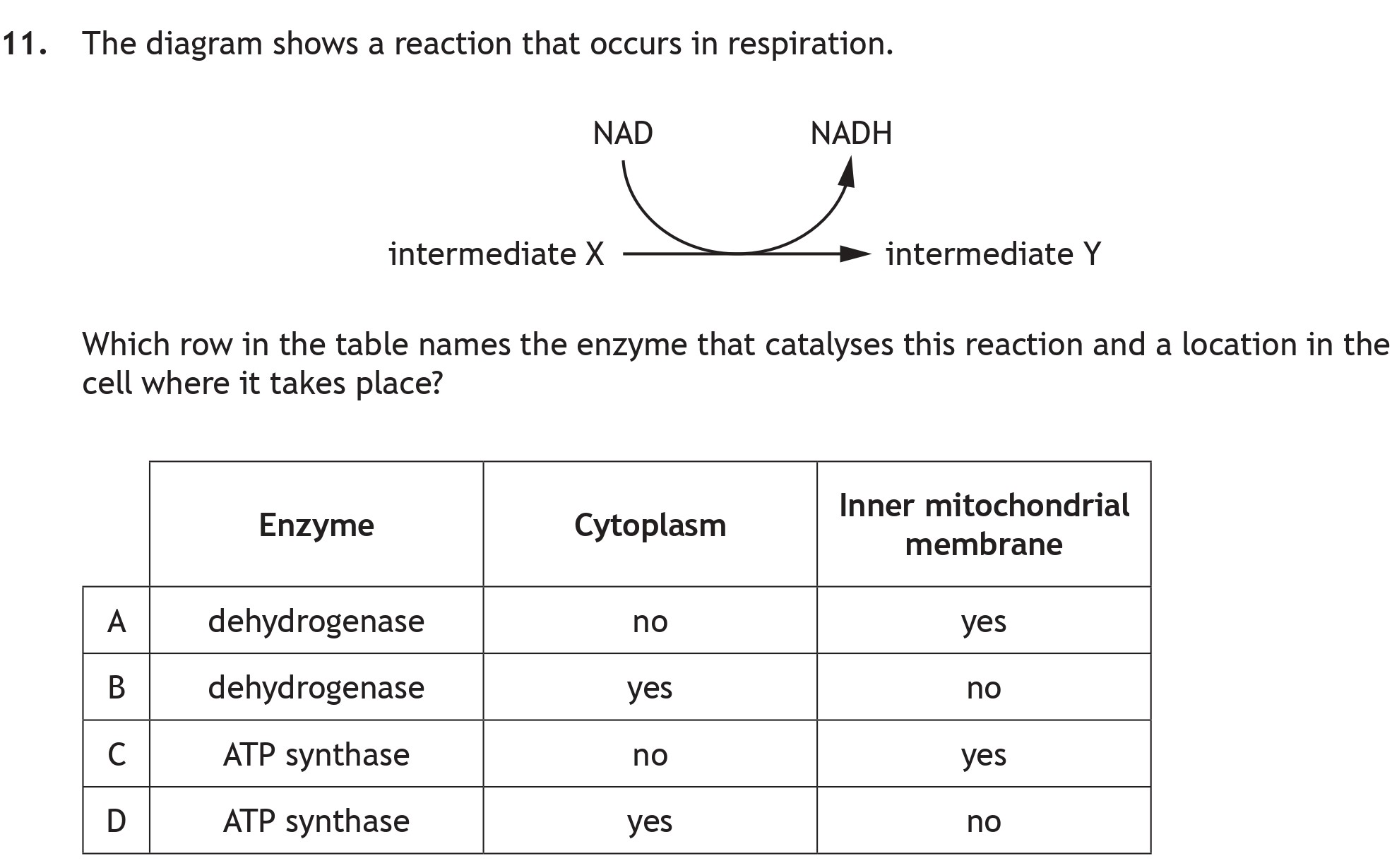 The-diagram-shows-a-reaction-that-occurs-in-respiration-Scottish Highers Biology-Question 11-2023.png