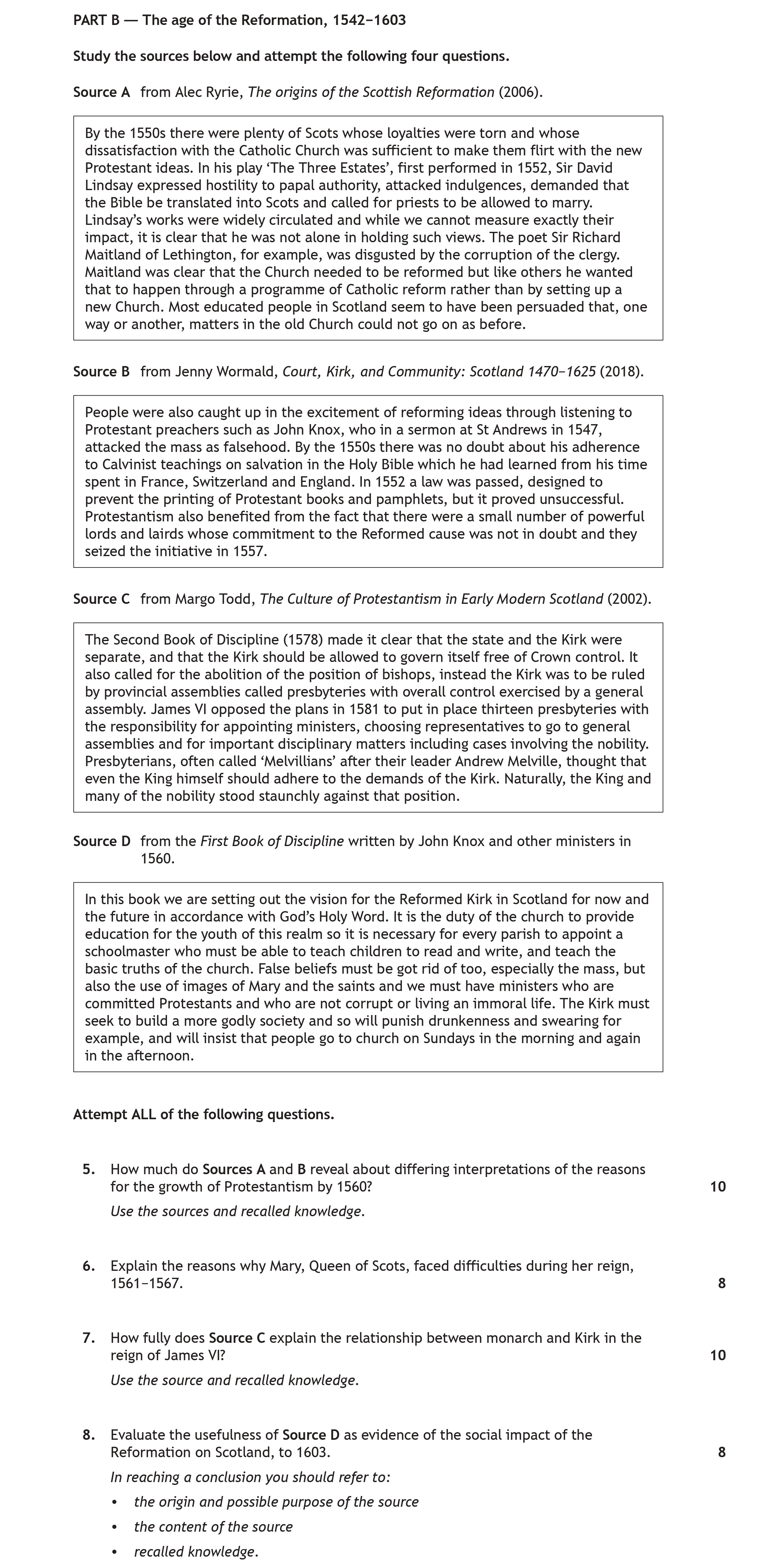 How-much-do-Sources-A-and-B-reveal-about-differing-interpretations-of-the-reasons-for-the-growth-of-Protestantism-by-1560?-Use-the-sources-and-relevant-knowledge.-Scottish Highers History-Question 5-2023.png