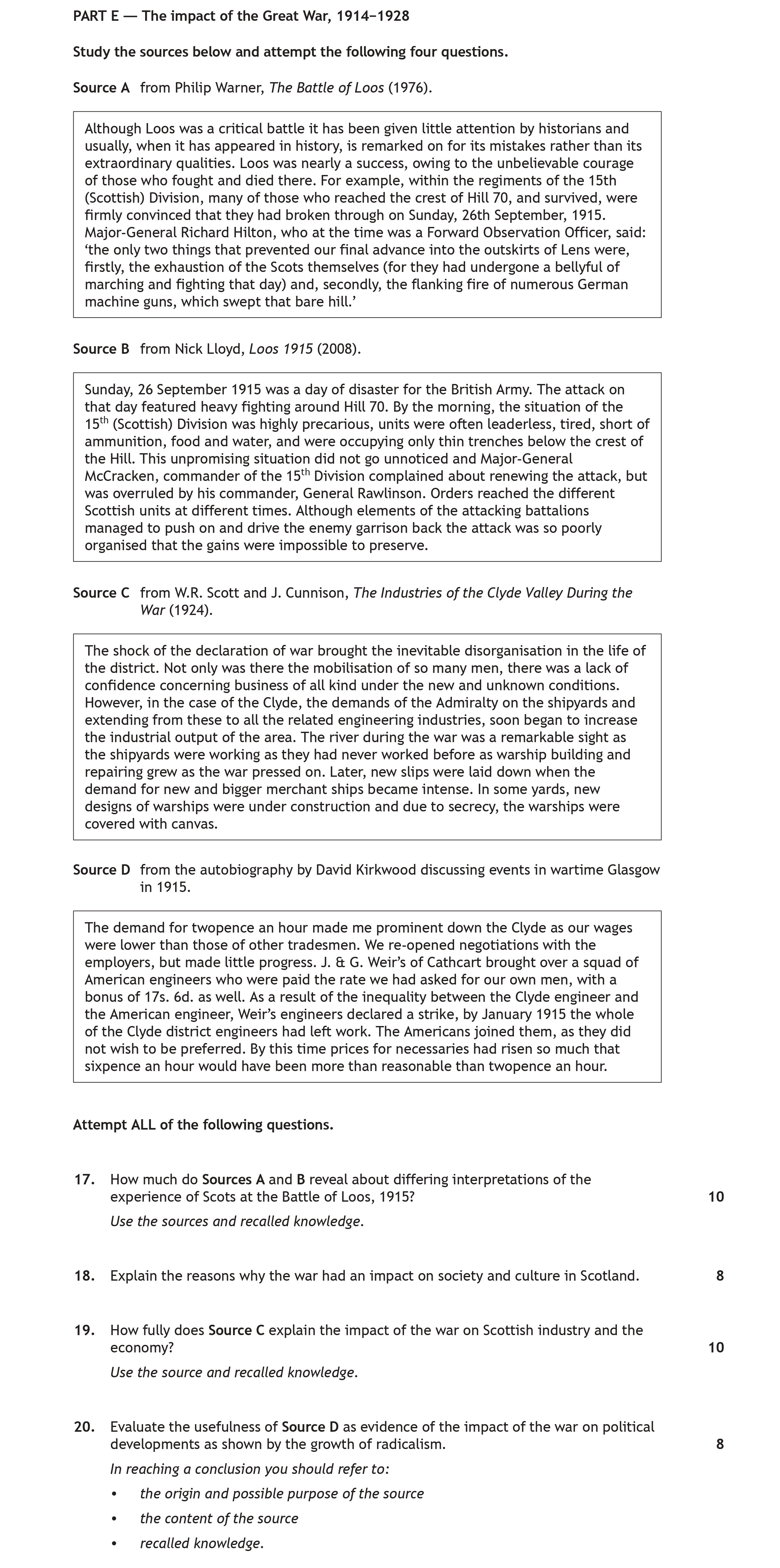 How-much-do-Sources-A-and-B-reveal-about-differing-interpretations-of-the-experience-of-Scots-at-the-Battle-of-Loos,-1915?--Use-the-sources-and-recalled-knowledge.-Scottish Highers History-Question 17-2023.png