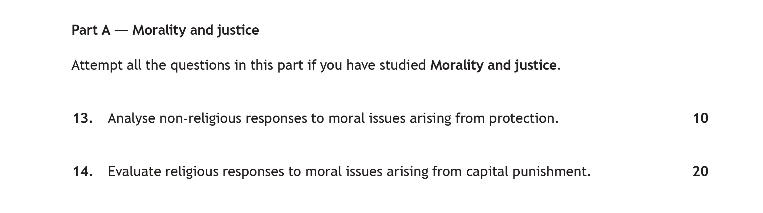 Analyse-non-religious-responses-to-moral-issues-arising-from-protection.--Scottish Highers Religious Moral and Philosophical Studies-Question 13-2023.png