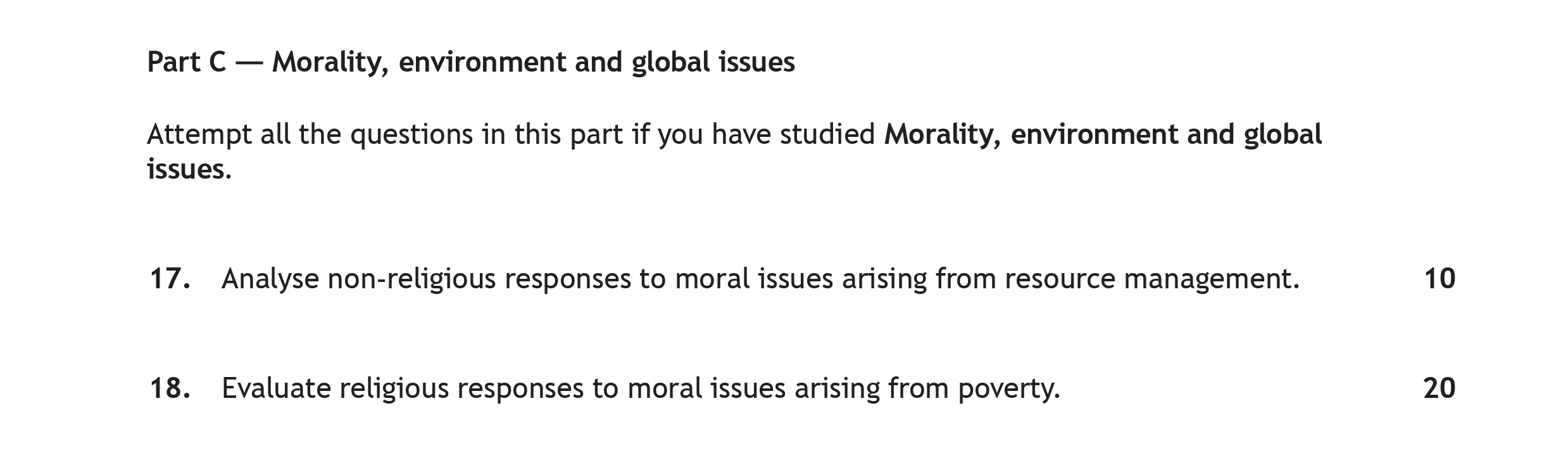 Analyse-non-religious-responses-to-moral-issues-arising-from-resource-management.-Scottish Highers Religious Moral and Philosophical Studies-Question 17-2023.png