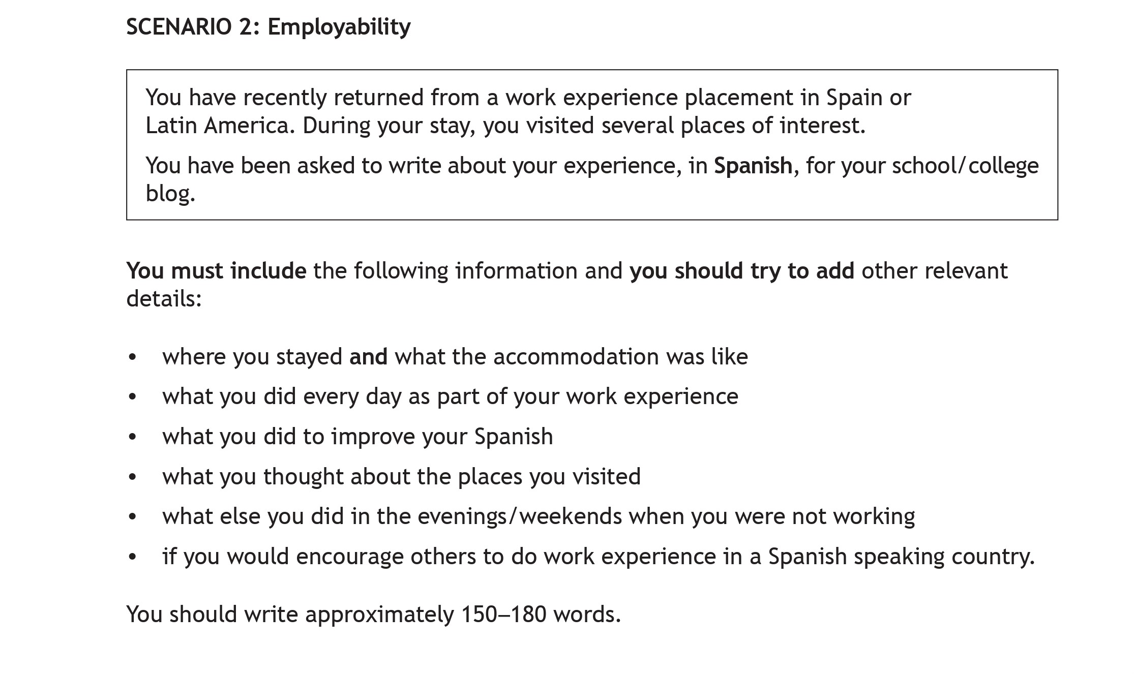 You-have-recently-returned-from-a-work-experience-placement-in-Spain-or-Latin-America-Scottish Highers Spanish-Question 2-2022.png