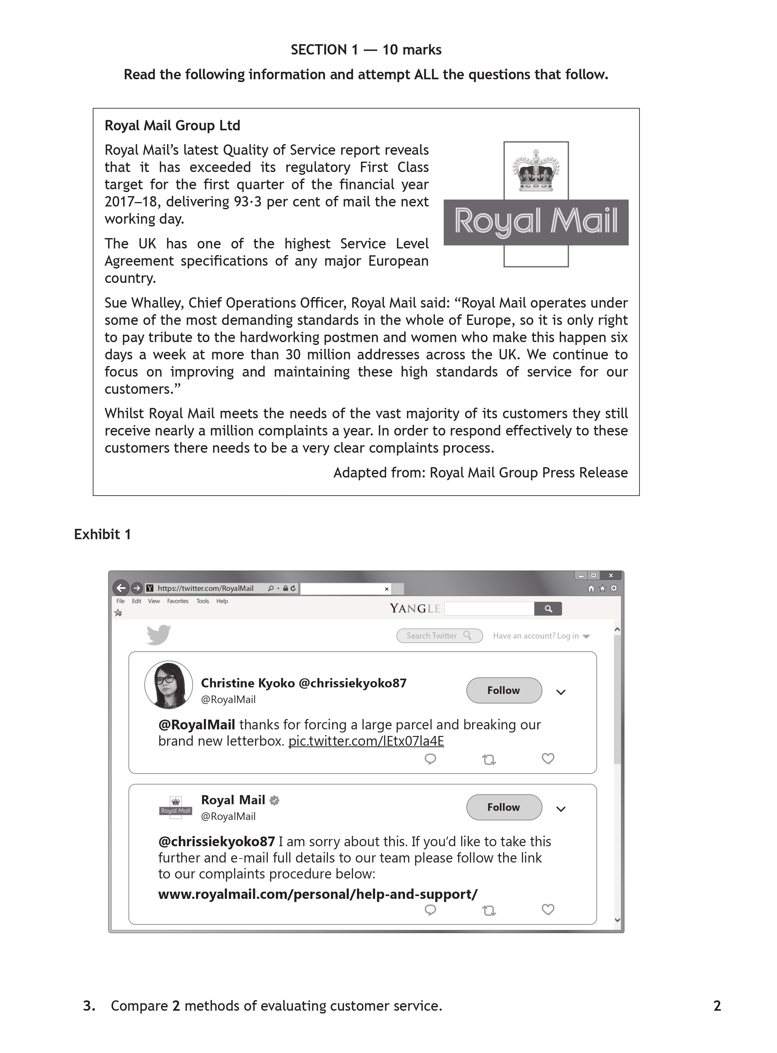 Compare-2-methods-of-evaluating-customer-service.-Scottish Highers Administration and IT-Question 3-2018.png