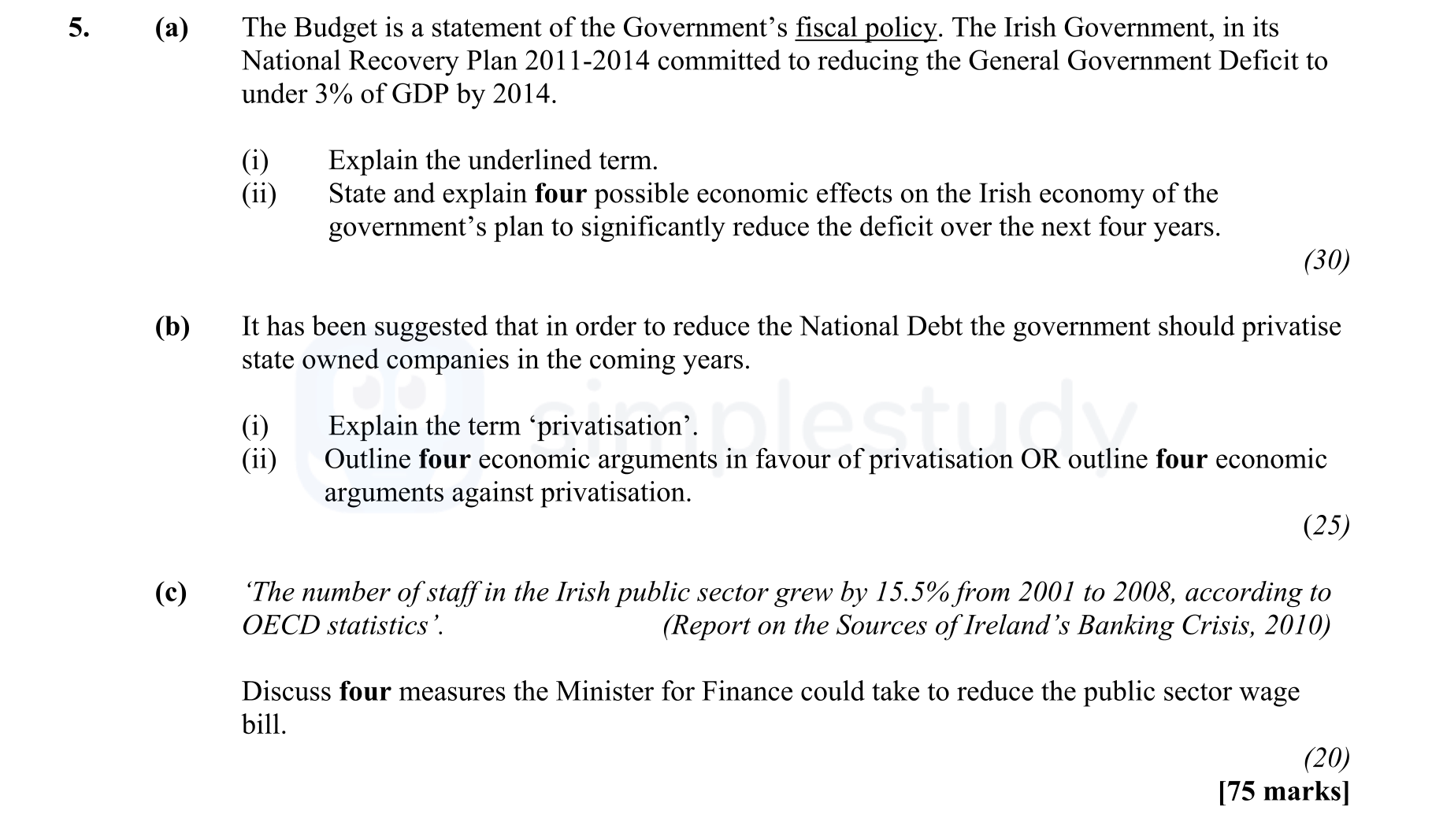 The-Budget-is-a-statement-of-the-Government's-fiscal-policy-Leaving Cert Economics-Question 5-2011.png