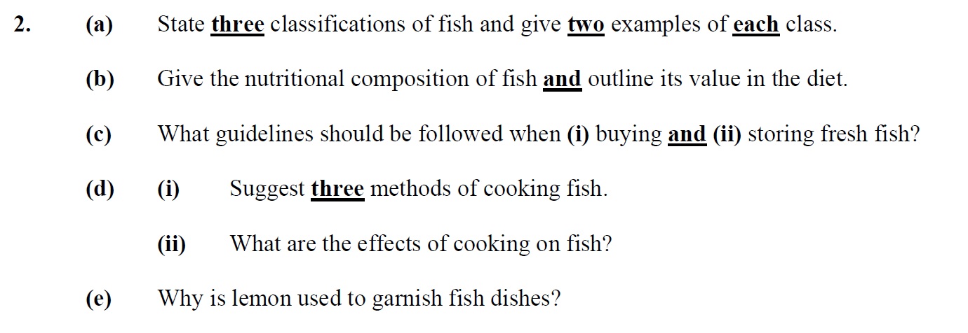 2.-(a)-State-three-classifications-of-fish-and-give-two-examples-of-each-class-Junior Cycle Home Economics-Question 2.png