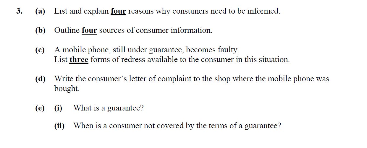 3.-(a)-List-and-explain-four-reasons-why-consumers-need-to-be-informed-Junior Cycle Home Economics-Question 3-2009.png