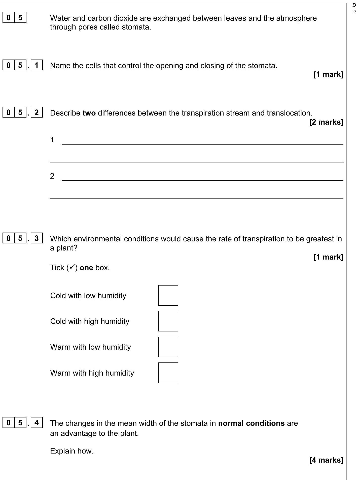 Water-and-carbon-dioxide-are-exchanged-between-leaves-and-the-atmosphere-through-pores-called-stomata-AQA-GCSE Biology-Question 5-2022-Paper 1.png