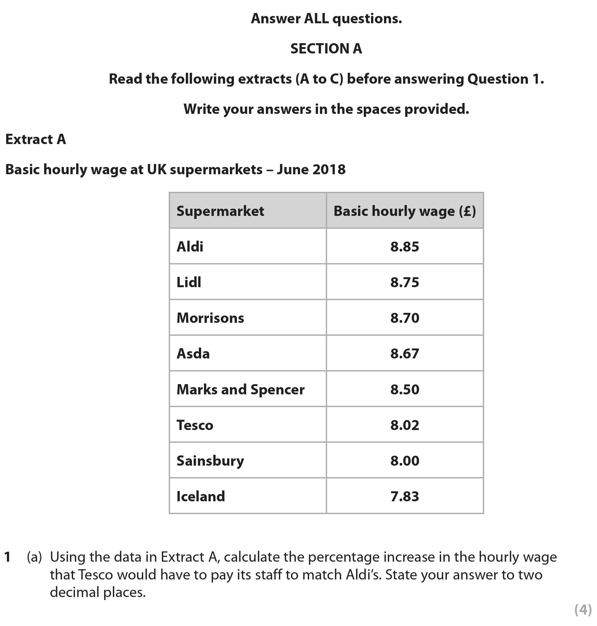 Using-the-data-in-Extract-A,-calculate-the-percentage-increase-in-the-hourly-wage-that-Tesco-would-have-to-pay-its-staff-to-match-Aldi’s-Edexcel-A-Level Business-Question 1-2022-Paper 1.png