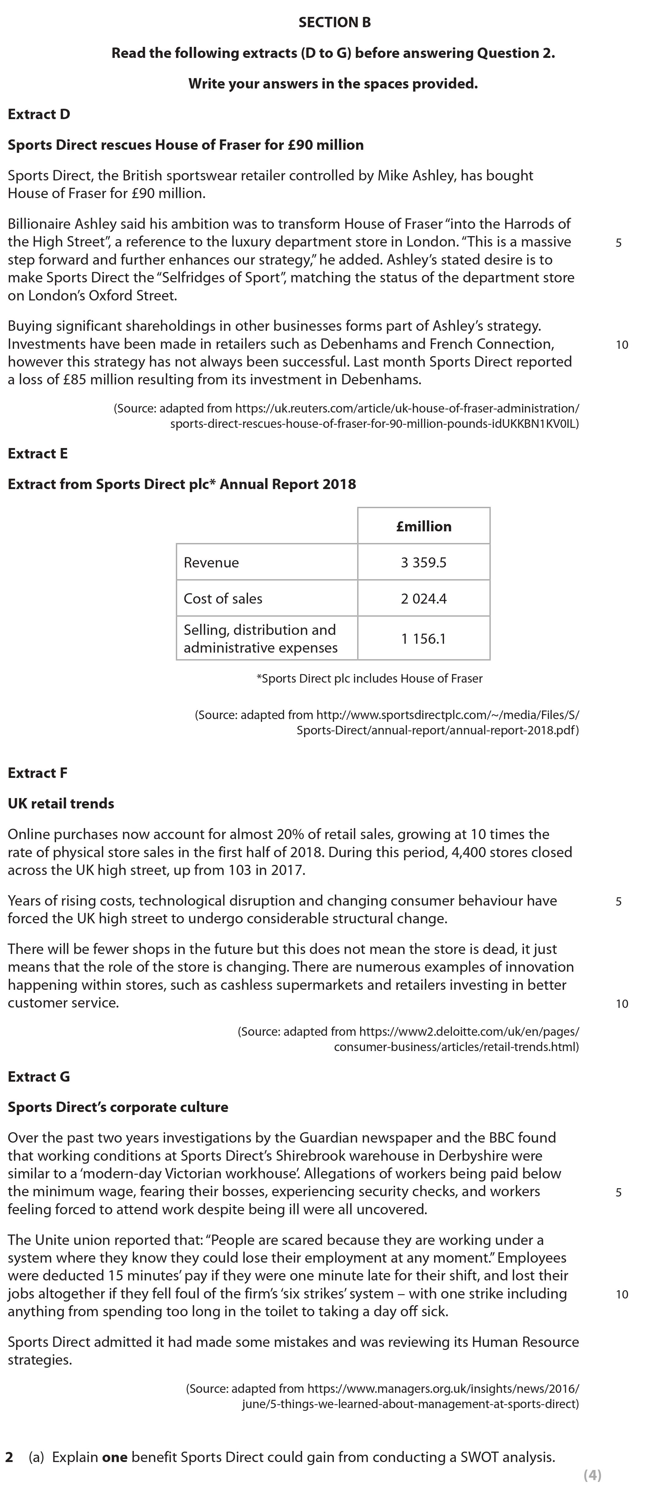 2-(a)-Explain-one-benefit-Sports-Direct-could-gain-from-conducting-a-SWOT-analysis.---Edexcel-A-Level Business-Question 2-2022-Paper 2.png