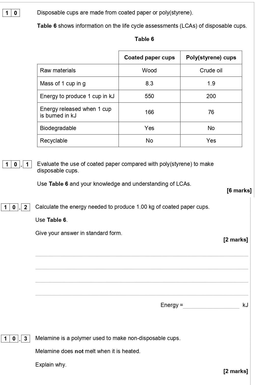 Disposable-cups-are-made-from-coated-paper-or-poly(styrene)-AQA-GCSE Chemistry-Question 10-2018-Paper 2.png