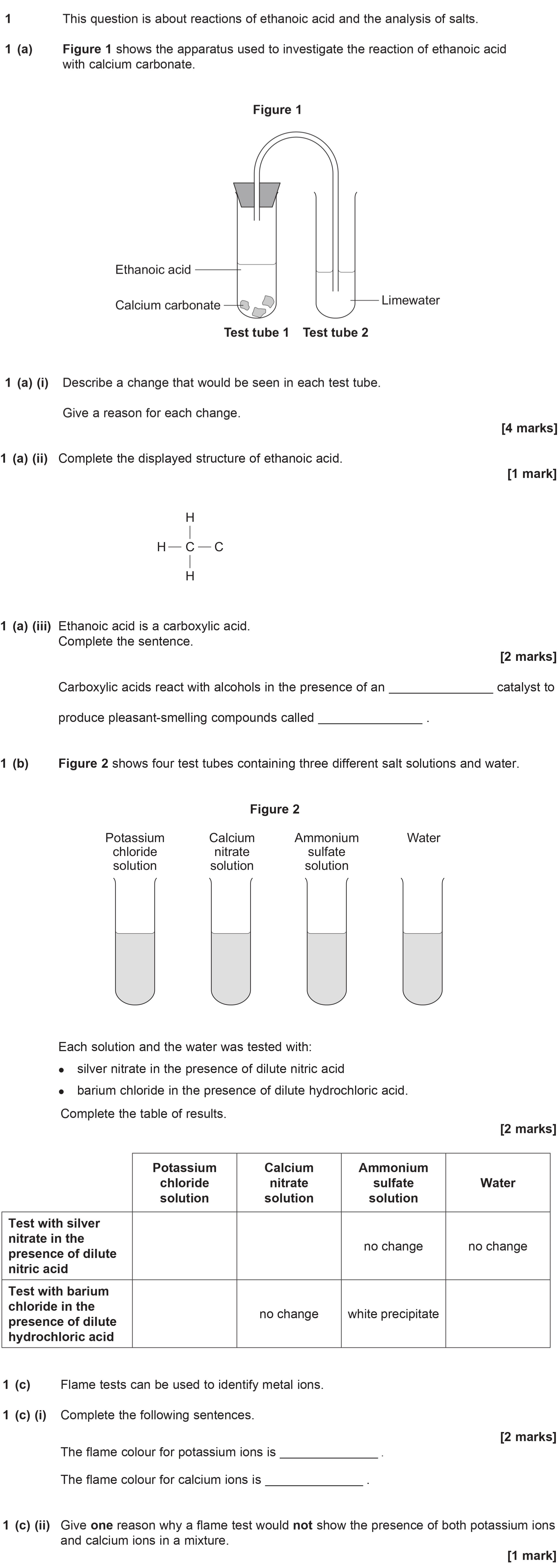 This-question-is-about-reactions-of-ethanoic-acid-and-the-analysis-of-salts-AQA-GCSE Chemistry-Question 1-2016-Paper 3.png