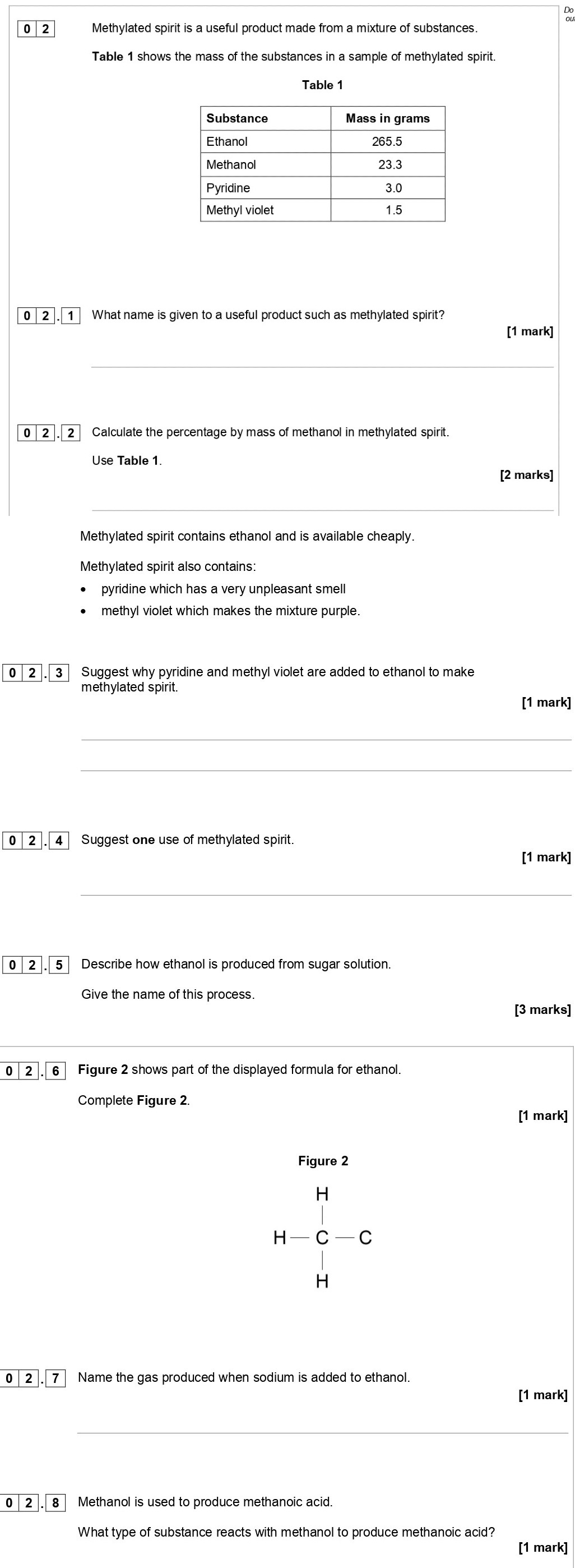 Methylated-spirit-is-a-useful-product-made-from-a-mixture-of-substances-AQA-GCSE Chemistry-Question 2-2018-Paper 2.png