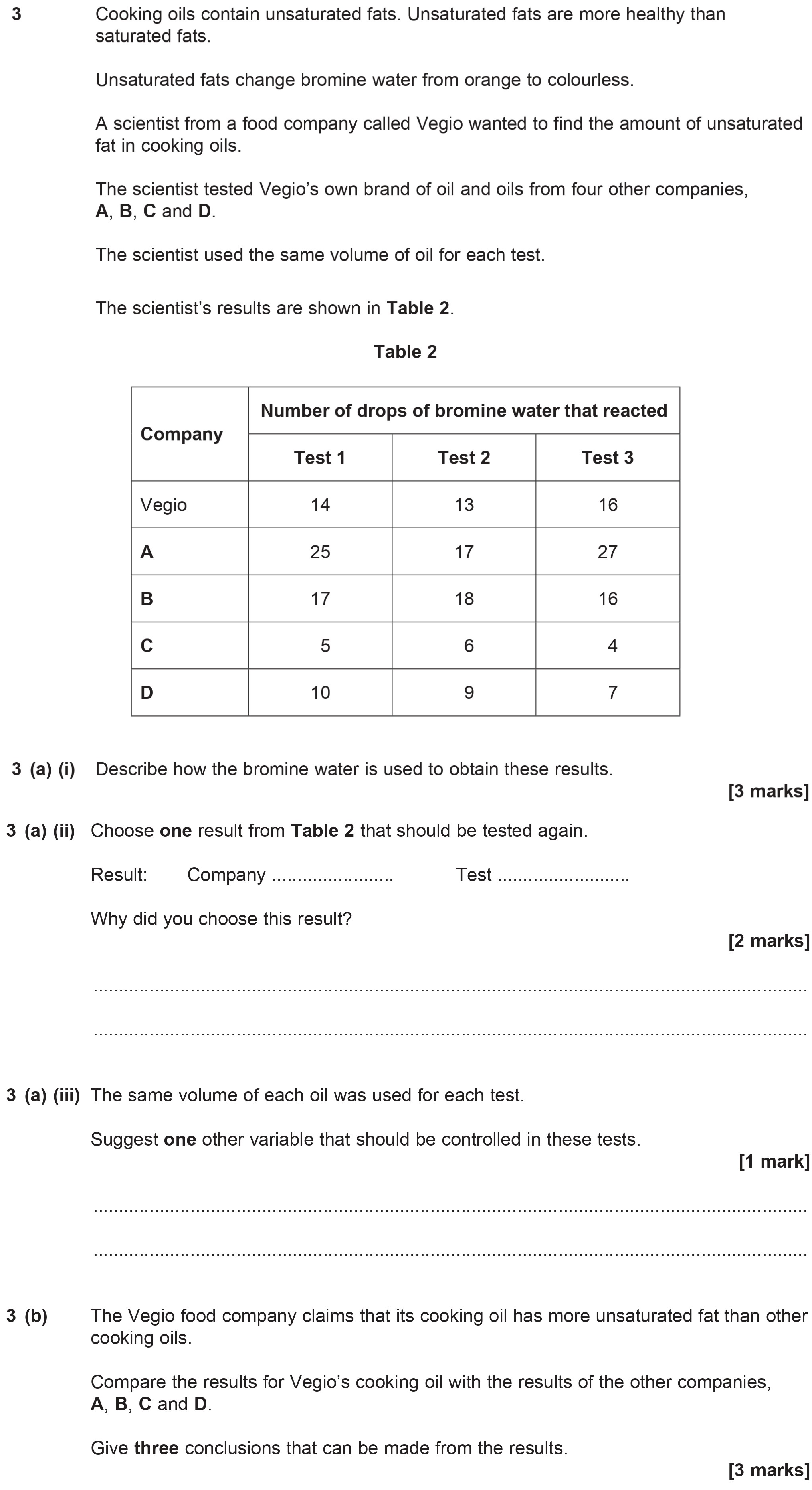 Cooking-oils-contain-unsaturated-fats-AQA-GCSE Chemistry-Question 3-2014-Paper 1.png