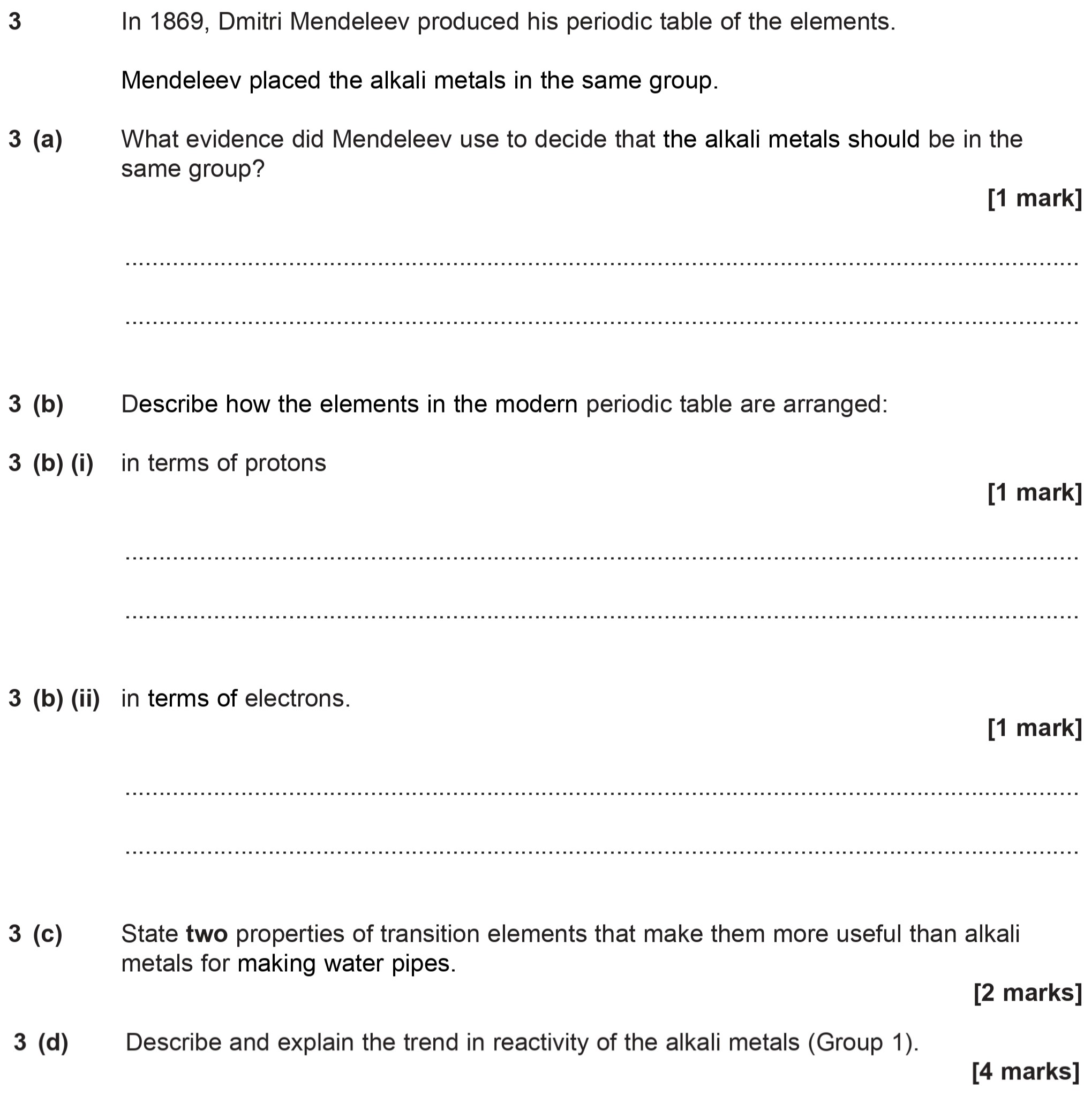 In-1869,-Dmitri-Mendeleev-produced-his-periodic-table-of-the-elements-AQA-GCSE Chemistry-Question 3-2014-Paper 3.png