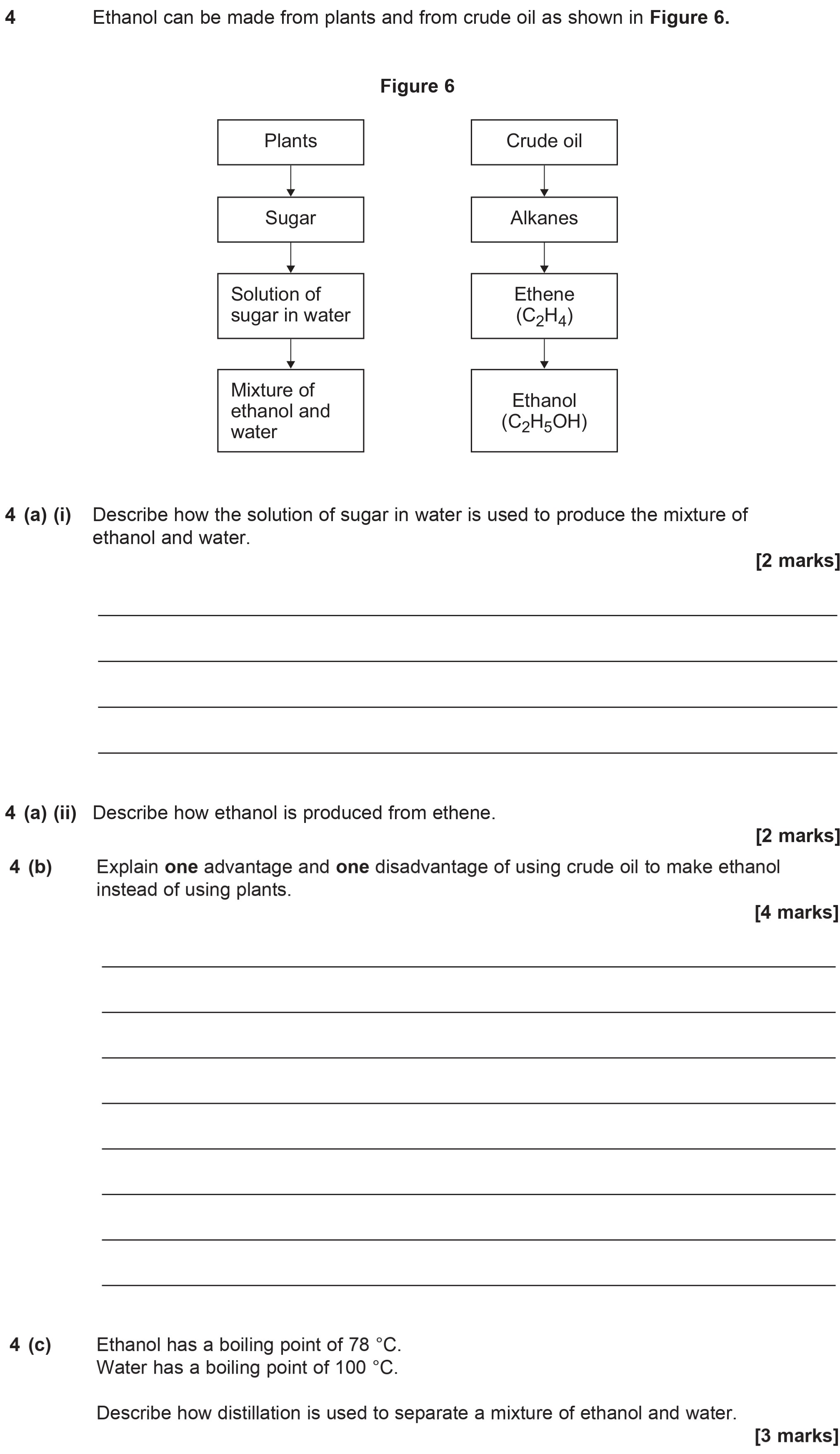 Ethanol-can-be-made-from-plants-and-from-crude-oil-as-shown-in-Figure-6-AQA-GCSE Chemistry-Question 4-2016-Paper 1.png