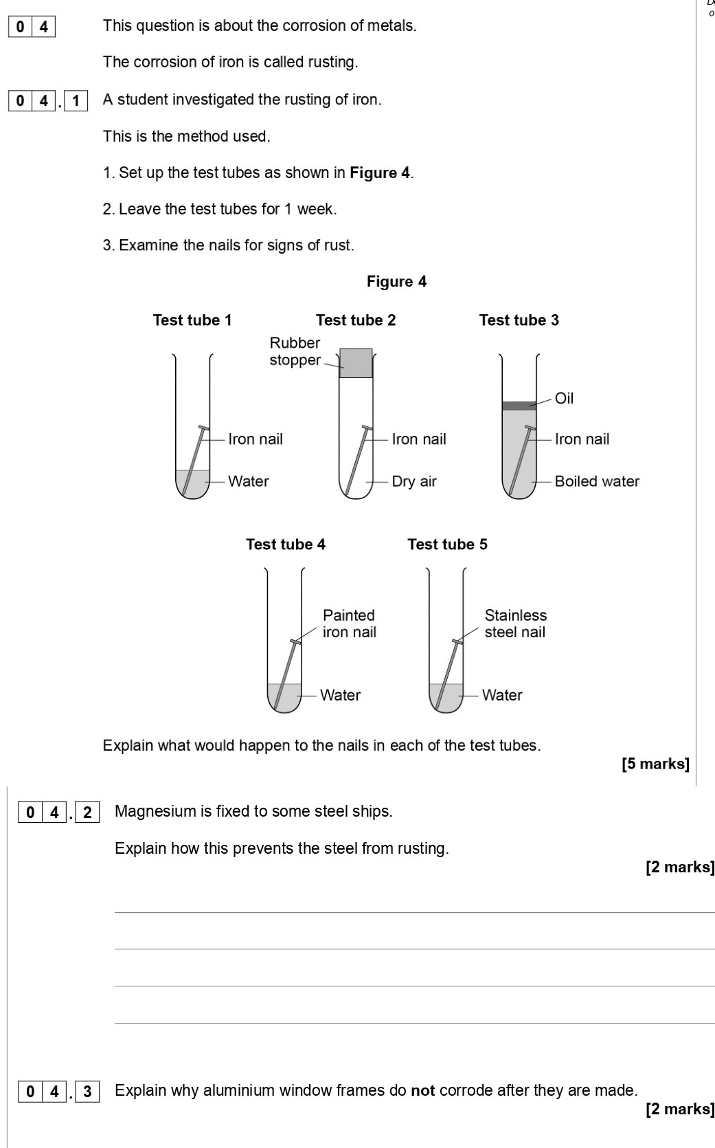 This-question-is-about-the-corrosion-of-metals-AQA-GCSE Chemistry-Question 4-2019-Paper 2.png