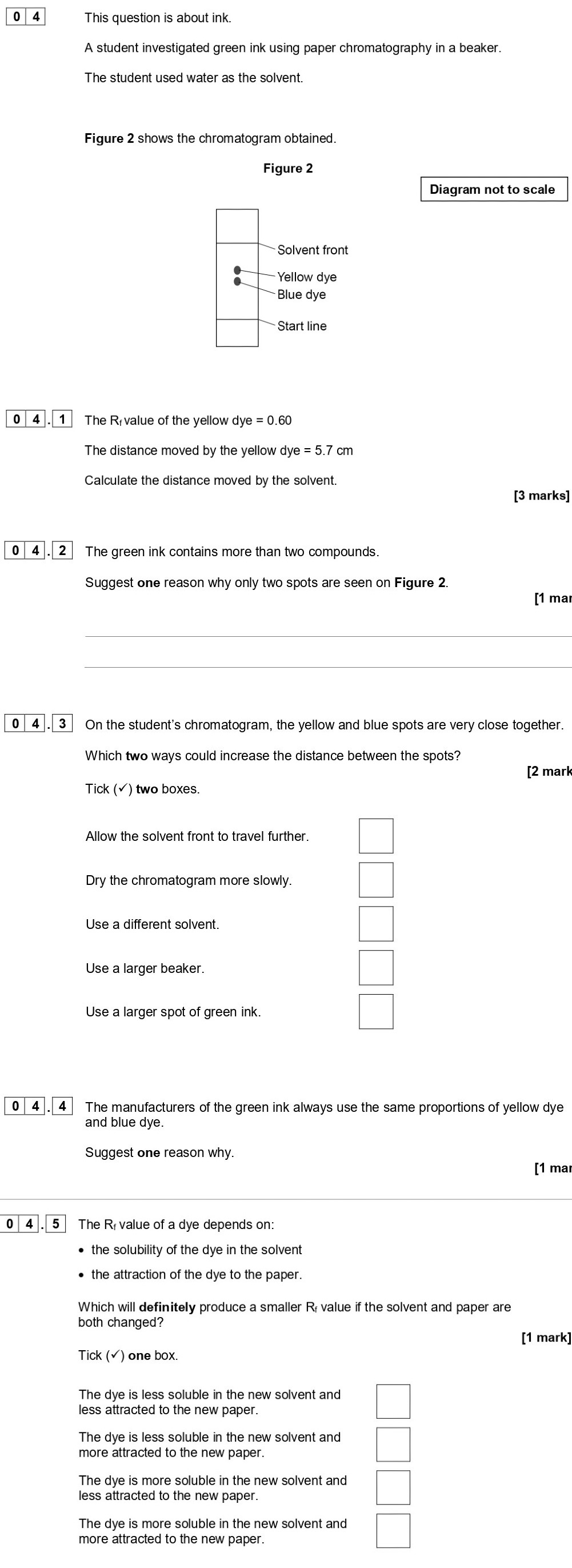 A-student-investigated-green-ink-using-paper-chromatography-in-a-beaker-AQA-GCSE Chemistry-Question 4-2020-Paper 2.png