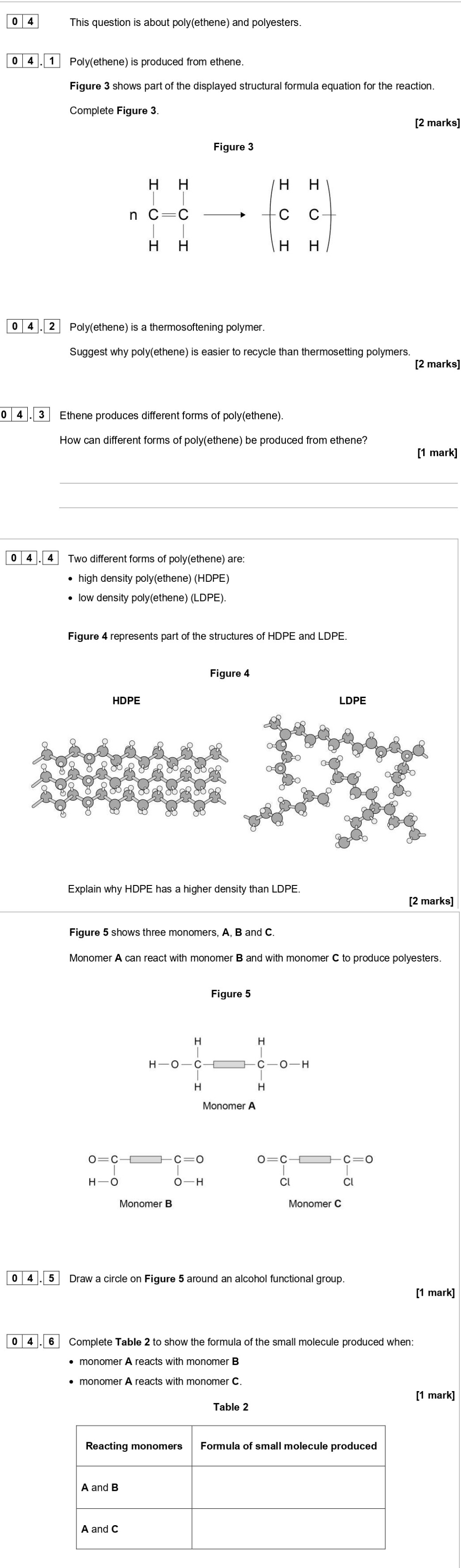 This-question-is-about-poly(ethene)-and-polyesters-AQA-GCSE Chemistry-Question 4-2021-Paper 2.png
