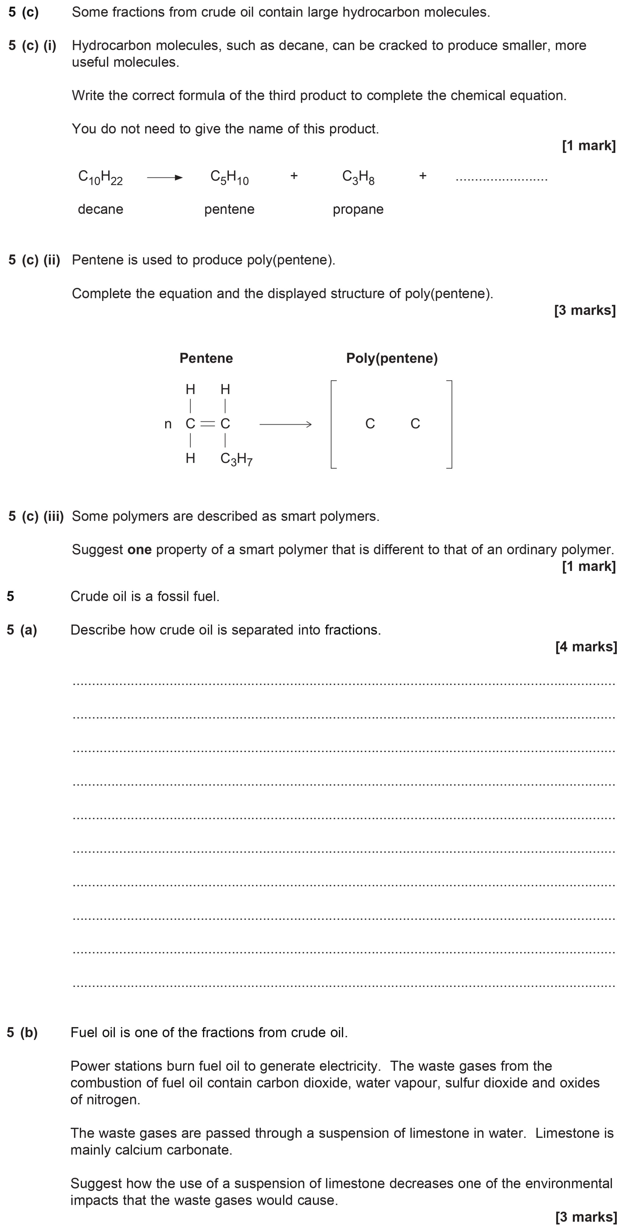 5-(c)-Some-fractions-from-crude-oil-contain-large-hydrocarbon-molecules-AQA-GCSE Chemistry-Question 5-2015-Paper 1.png
