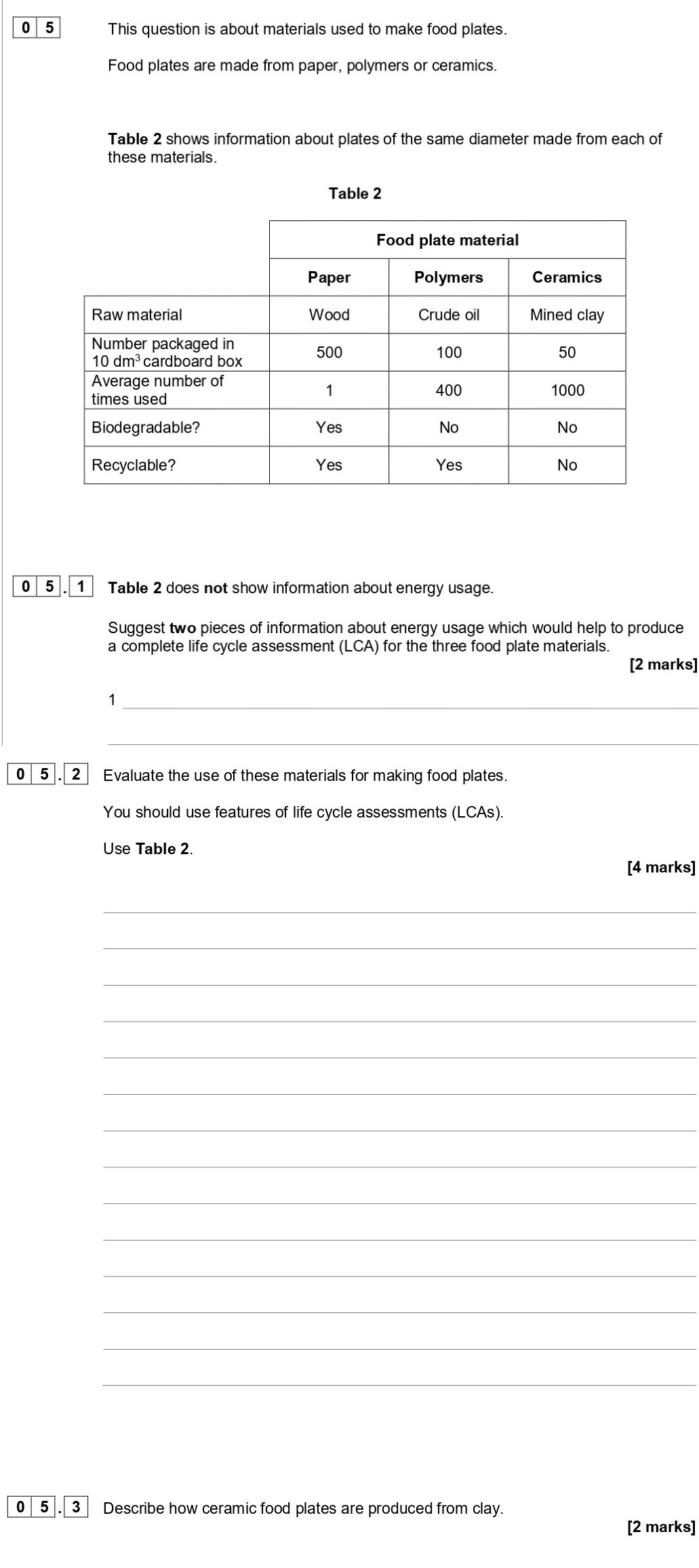 This-question-is-about-materials-used-to-make-food-plates-AQA-GCSE Chemistry-Question 5-2020-Paper 2.png