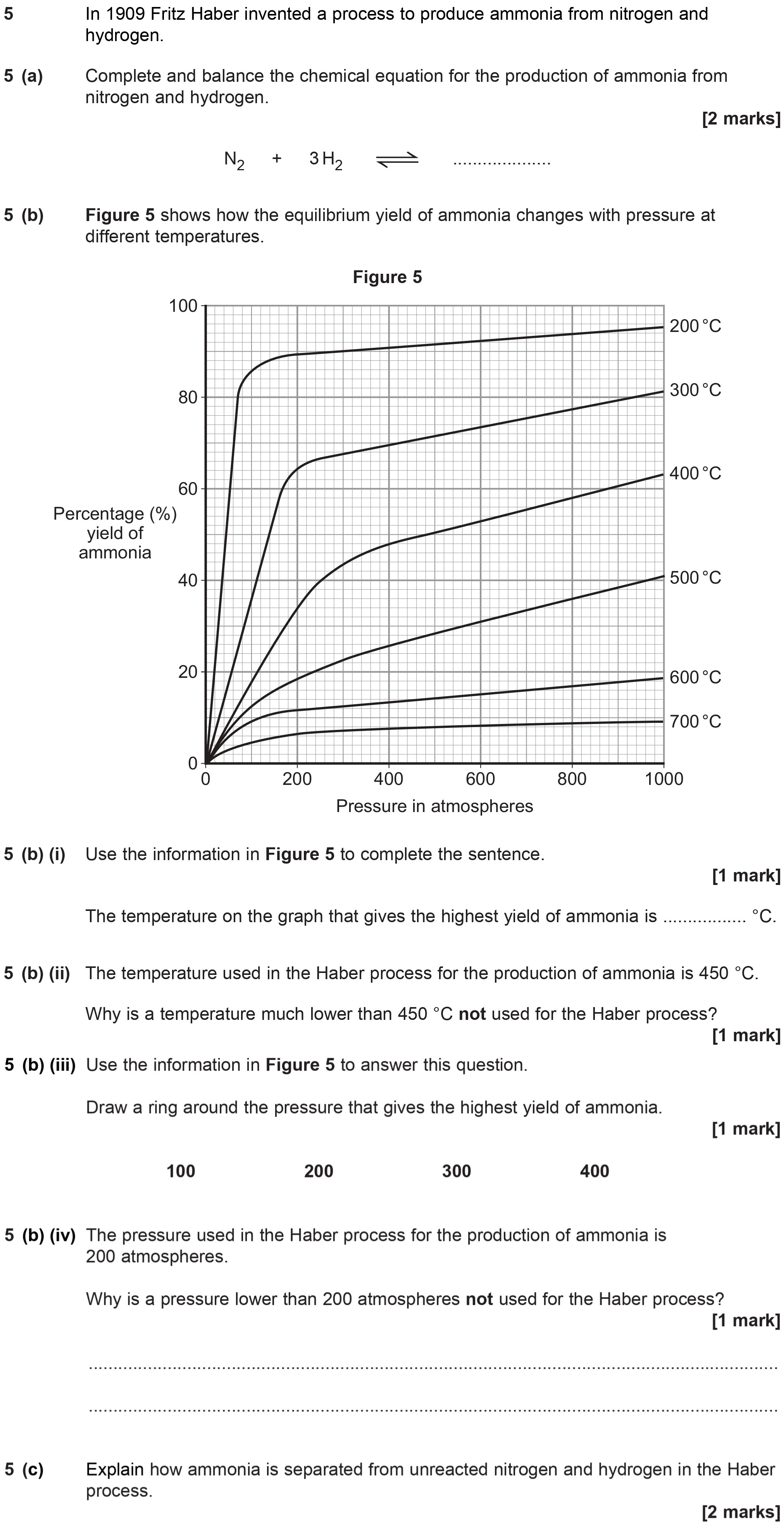 5-(a)-Complete-and-balance-the-chemical-equation-for-the-production-of-ammonia-from-nitrogen-and-hydrogen-AQA-GCSE Chemistry-Question 5-2014-Paper 3.png