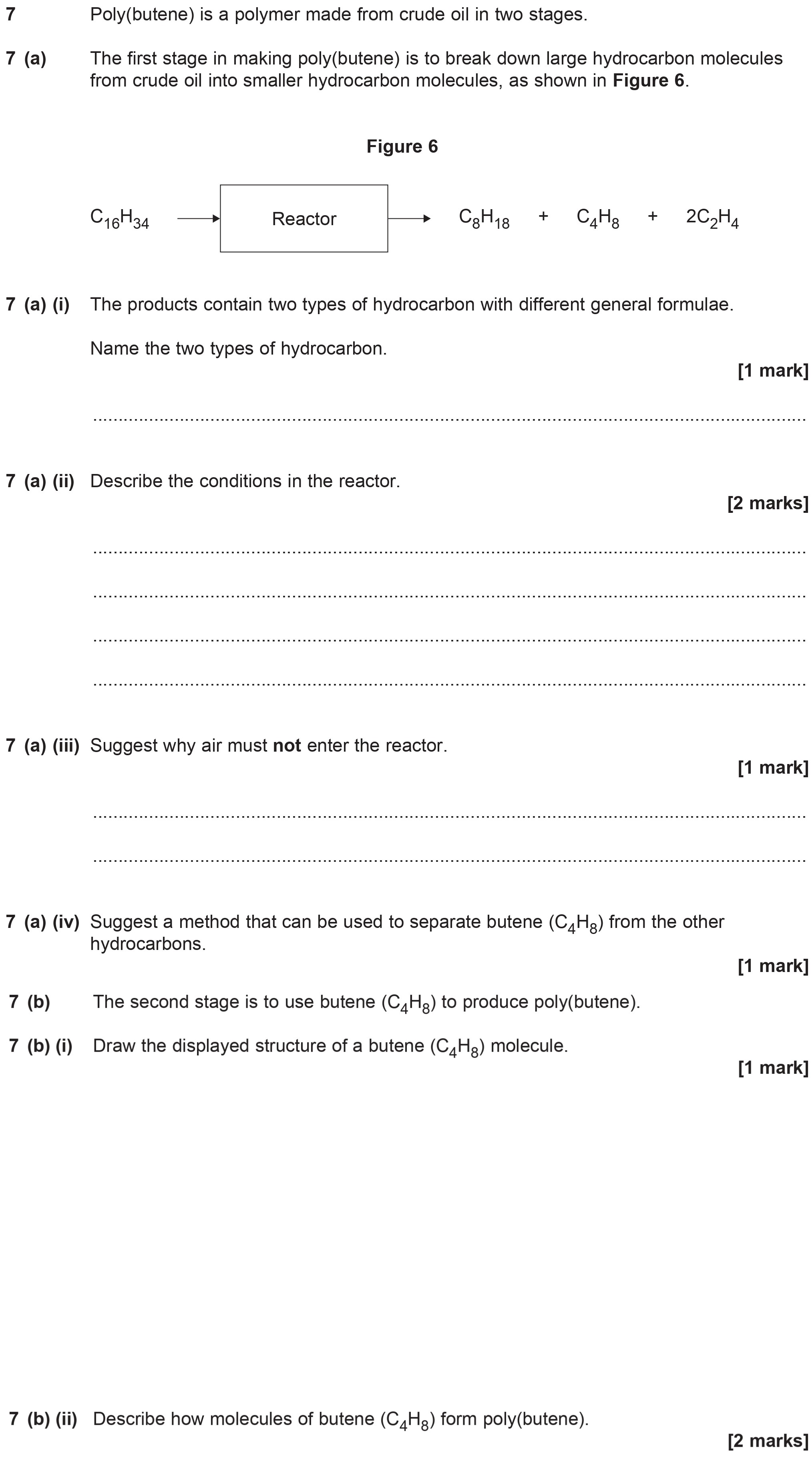 Poly(butene)-is-a-polymer-made-from-crude-oil-in-two-stages-AQA-GCSE Chemistry-Question 7-2014-Paper 1.png