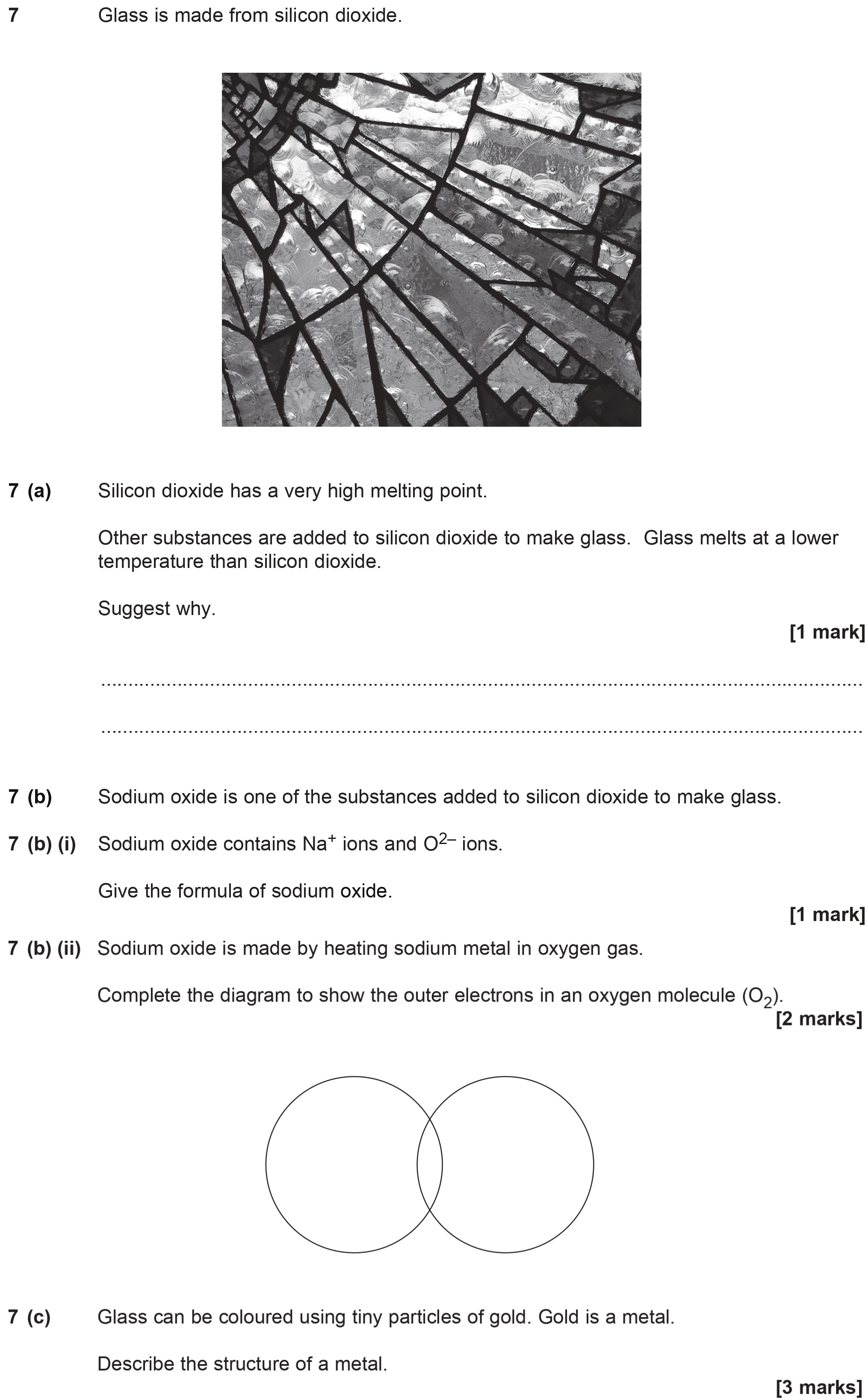 7-(a)-Silicon-dioxide-has-a-very-high-melting-point-AQA-GCSE Chemistry-Question 7-2014-Paper 1.png