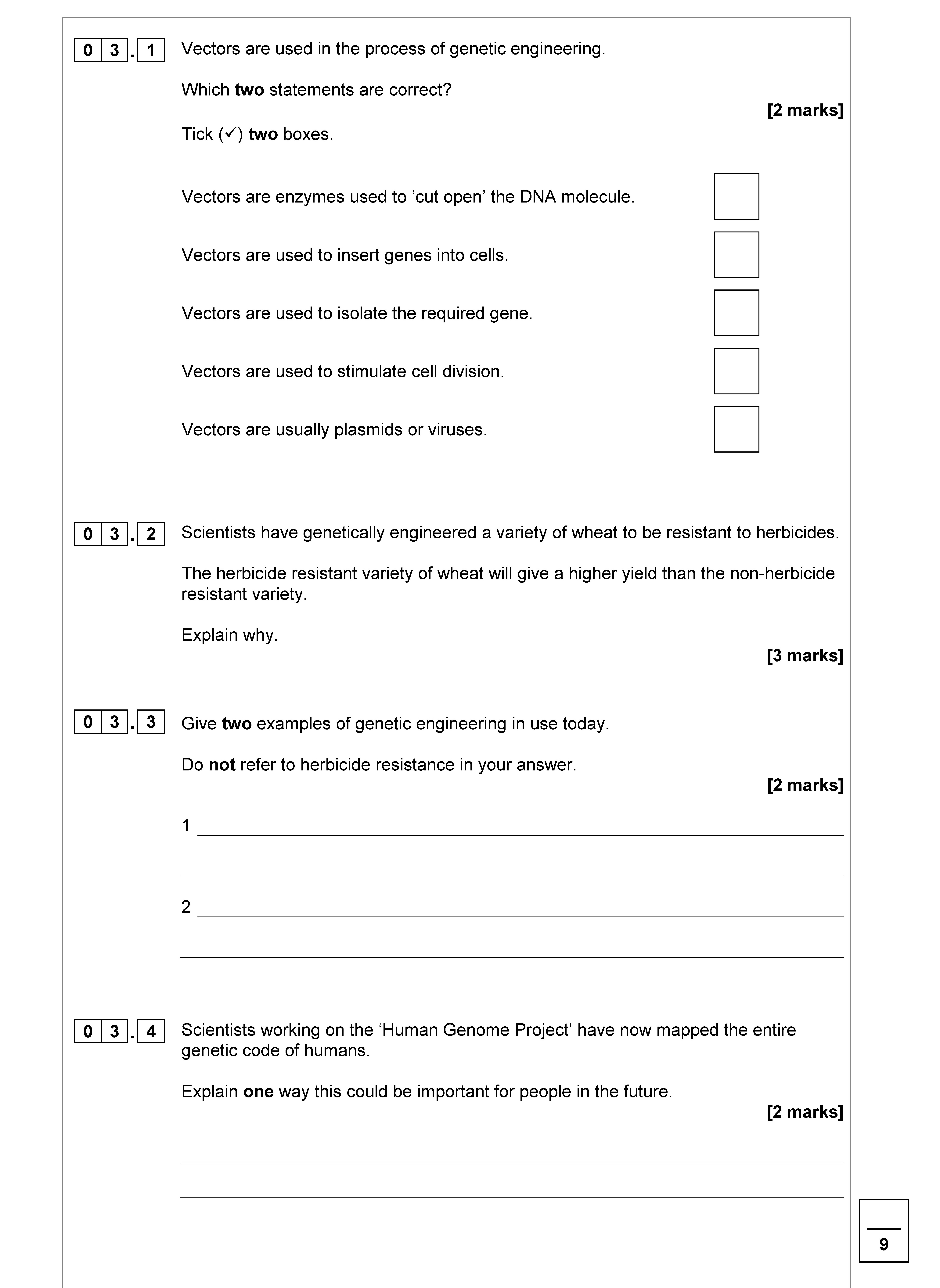 Vectors-are-used-in-the-process-of-genetic-engineering-AQA-GCSE Biology Combined Science-Question 3-2019-Paper 2.png