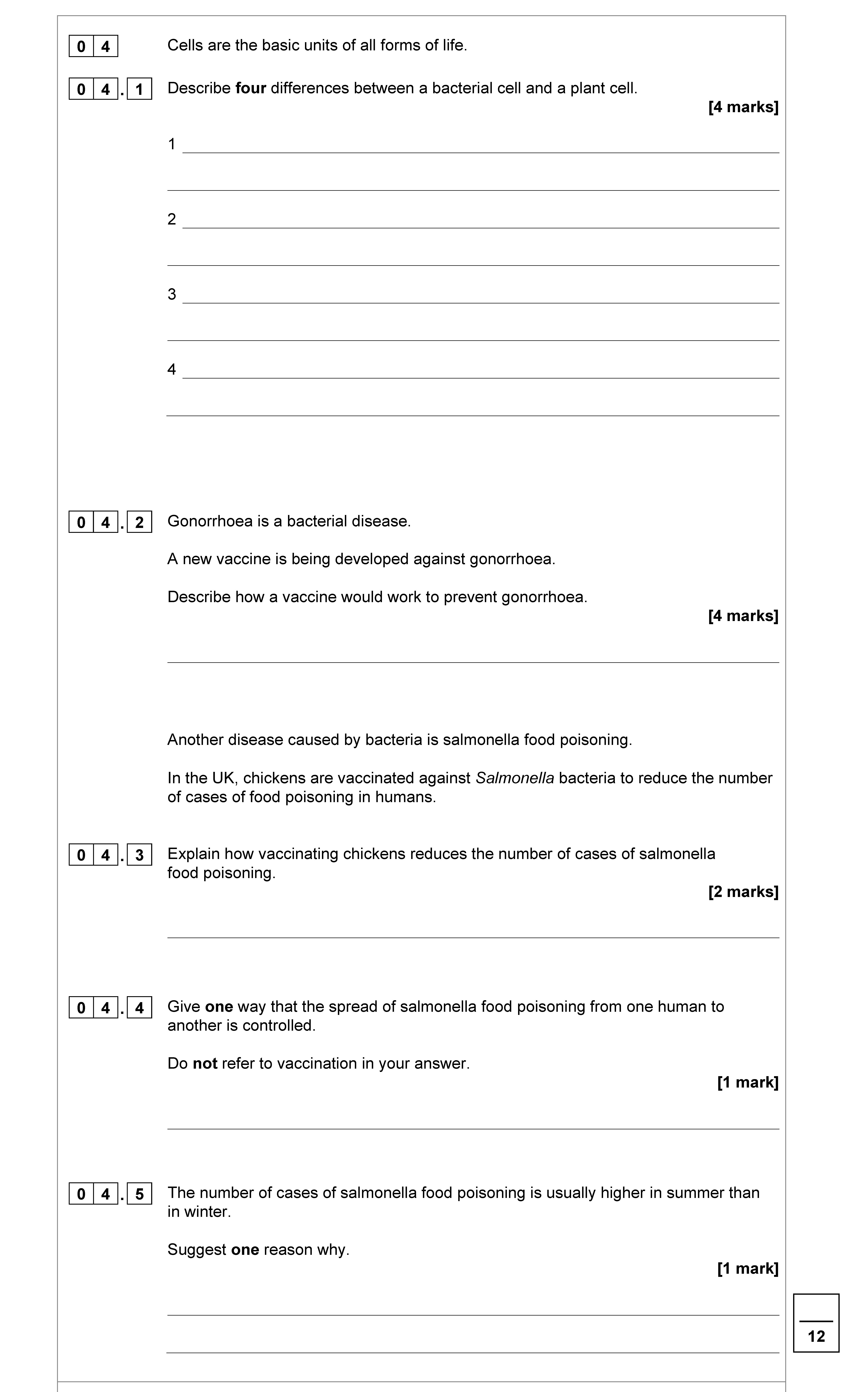 Cells-are-the-basic-units-of-all-forms-of-life-AQA-GCSE Biology Combined Science-Question 4-2020-Paper 1.png