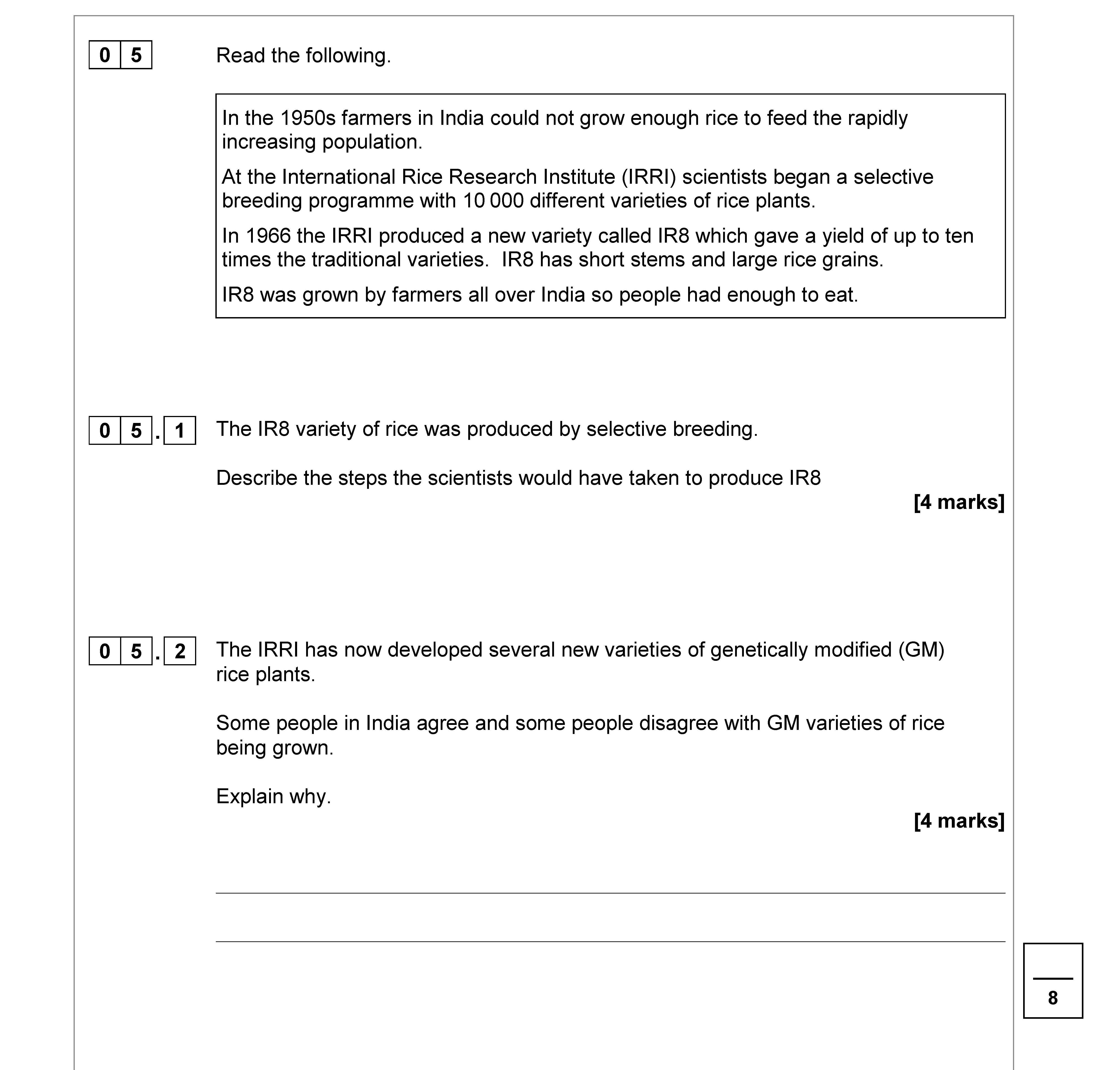 In-the-1950s-farmers-in-India-could-not-grow-enough-rice-to-feed-the-rapidly-increasing-population-AQA-GCSE Biology Combined Science-Question 5-2018-Paper 2.png