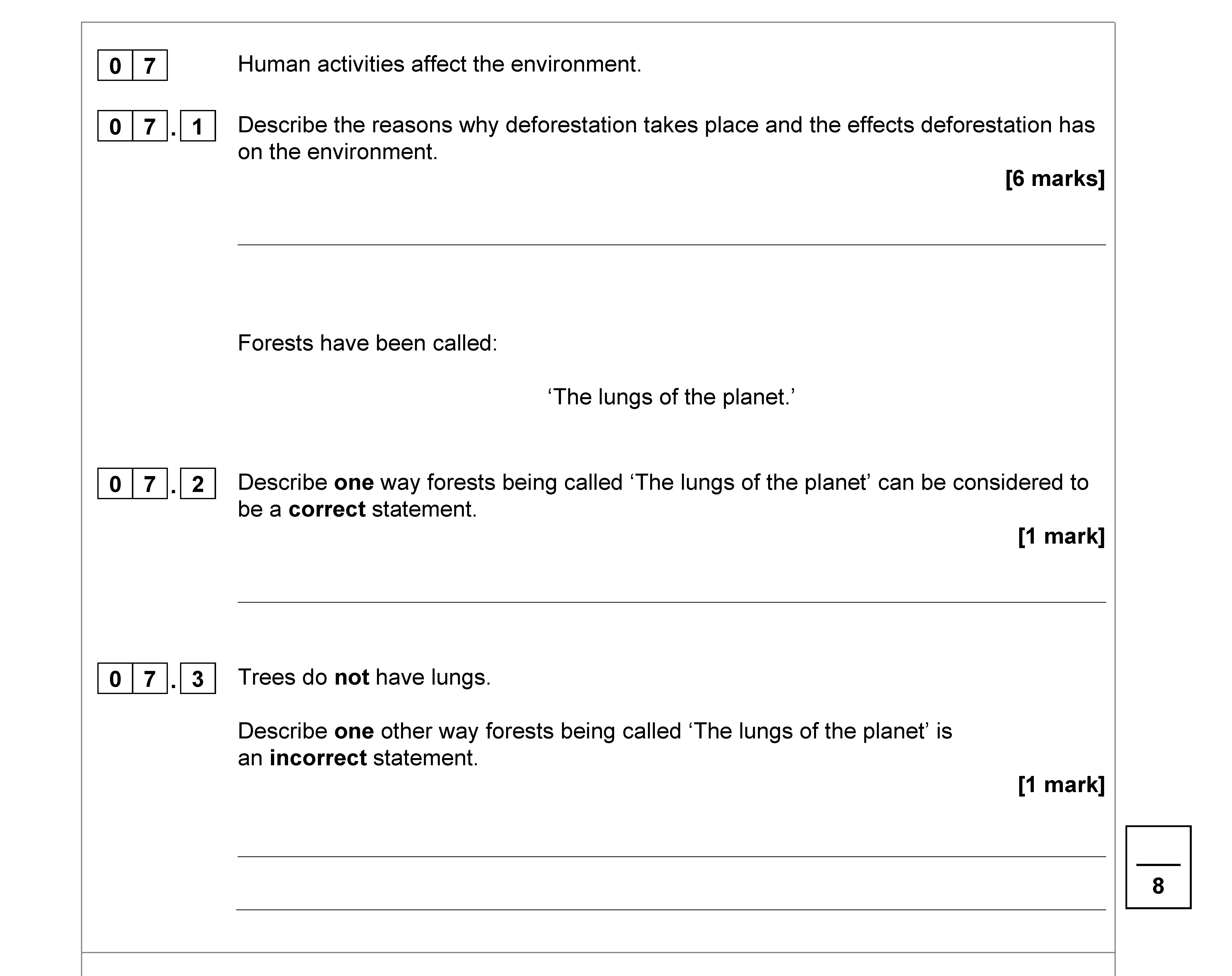Human-activities-affect-the-environment-AQA-GCSE Biology Combined Science-Question 7-2020-Paper 2.png