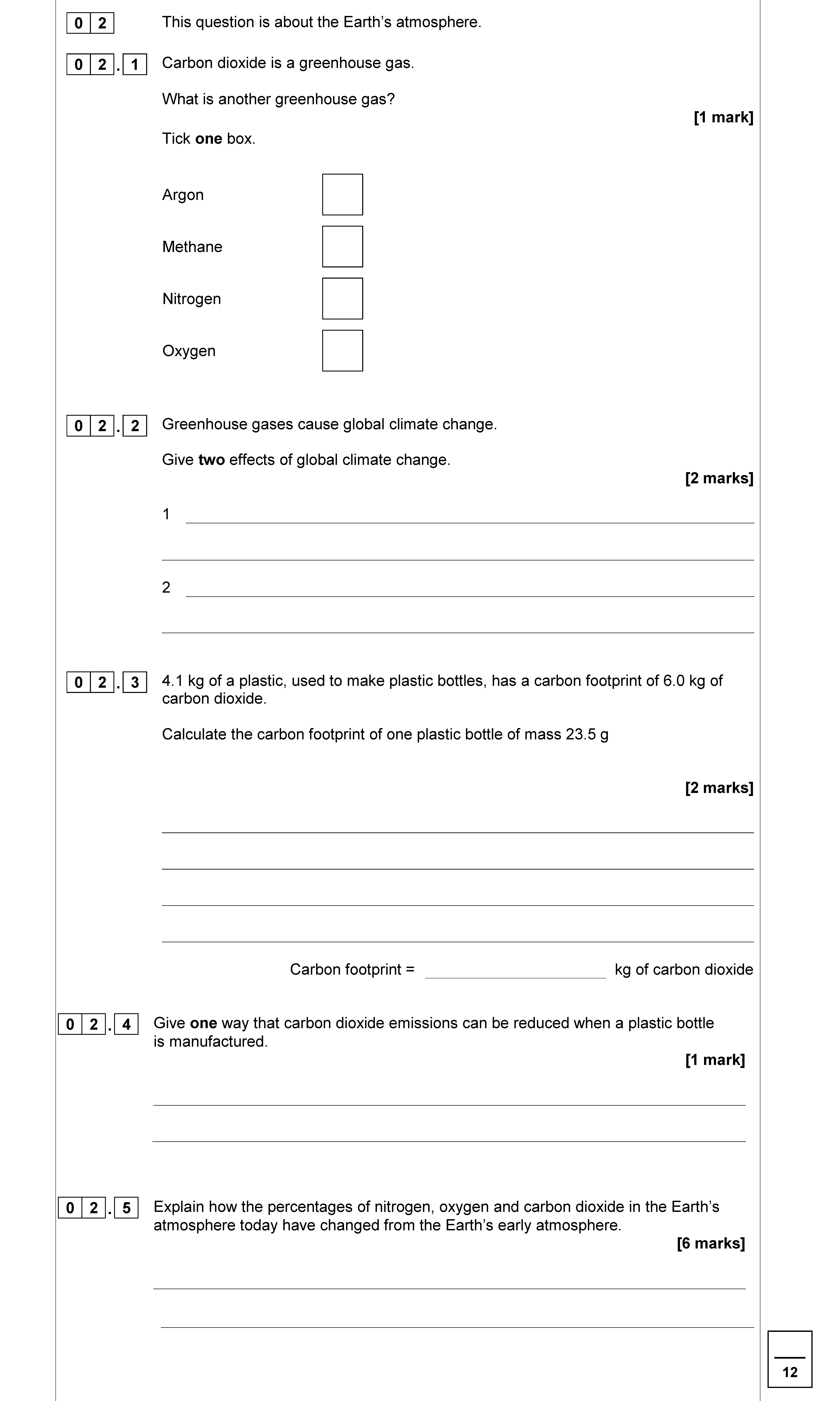 This-question-is-about-the-Earth's-atmosphere-AQA-GCSE Chemistry Combined Science-Question 2-2018-Paper 2.png