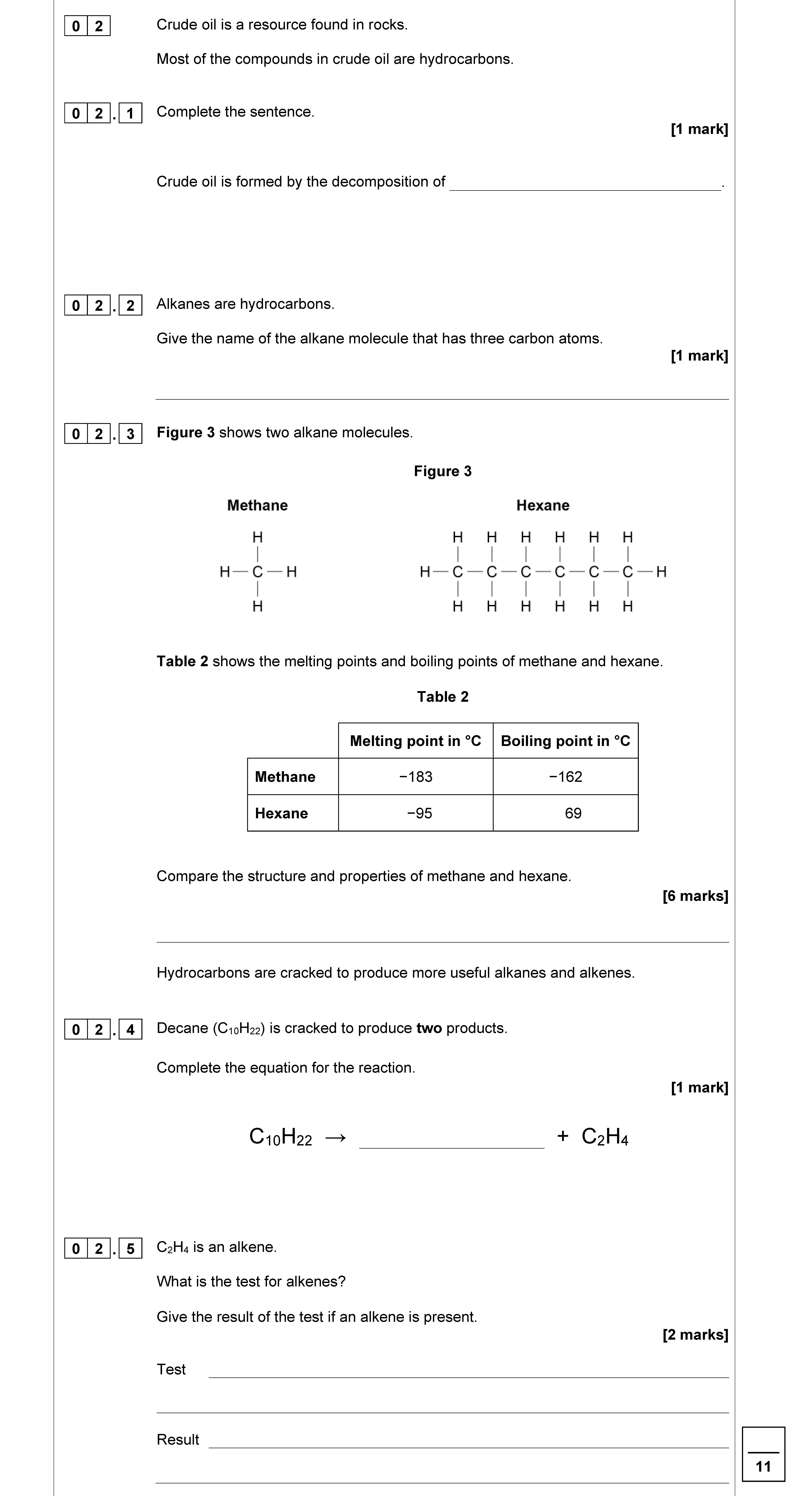 Crude-oil-is-formed-by-the-decomposition-of--ancient-biomass.--AQA-GCSE Chemistry Combined Science-Question 2-2021-Paper 2.png