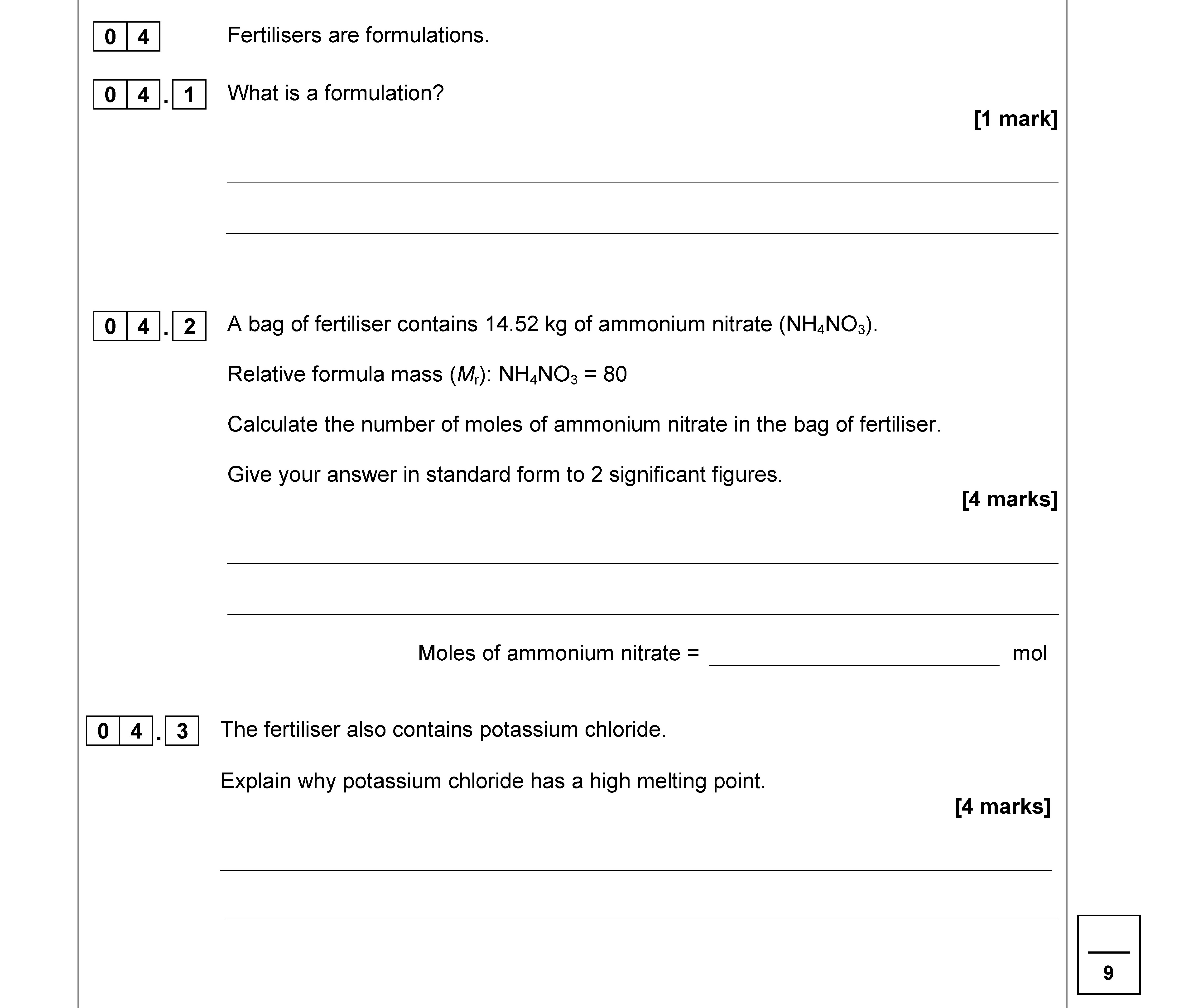Fertilisers-are-formulations-AQA-GCSE Chemistry Combined Science-Question 4-2018-Paper 2.png
